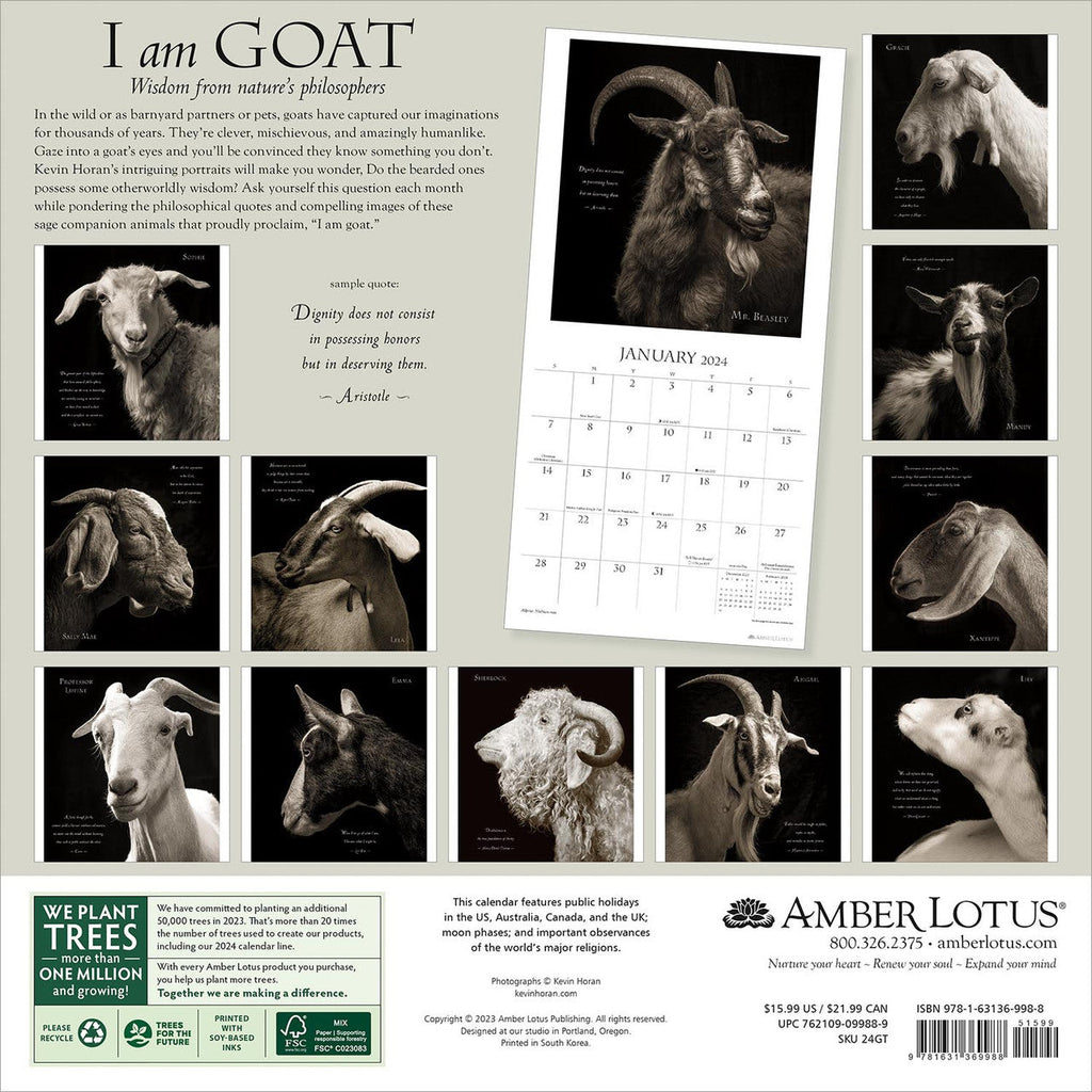 2024 I Am Goat Square Wall Calendar Animals & Wildlife Calendars
