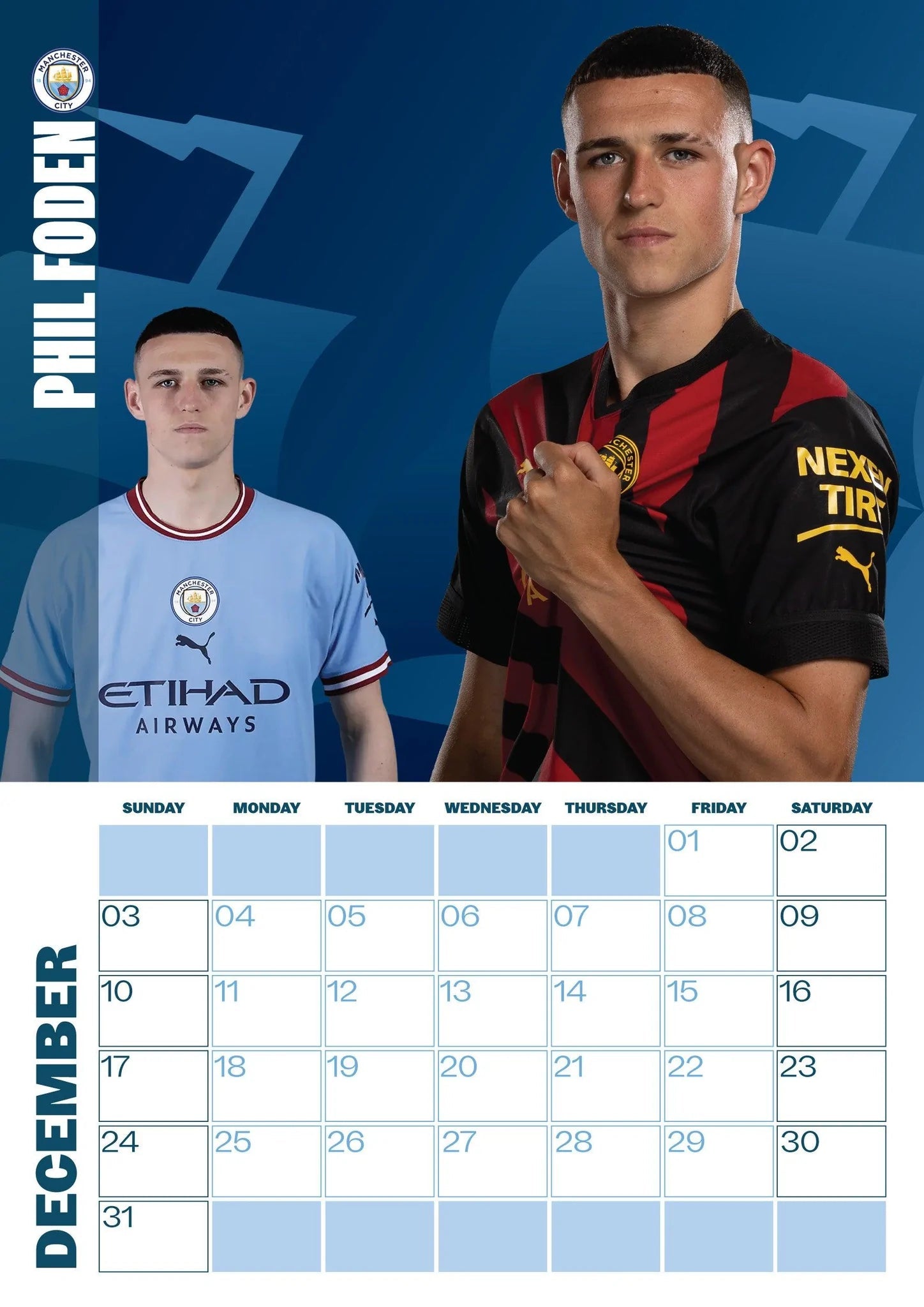 2023 Manchester City FC - A3 Wall Calendar