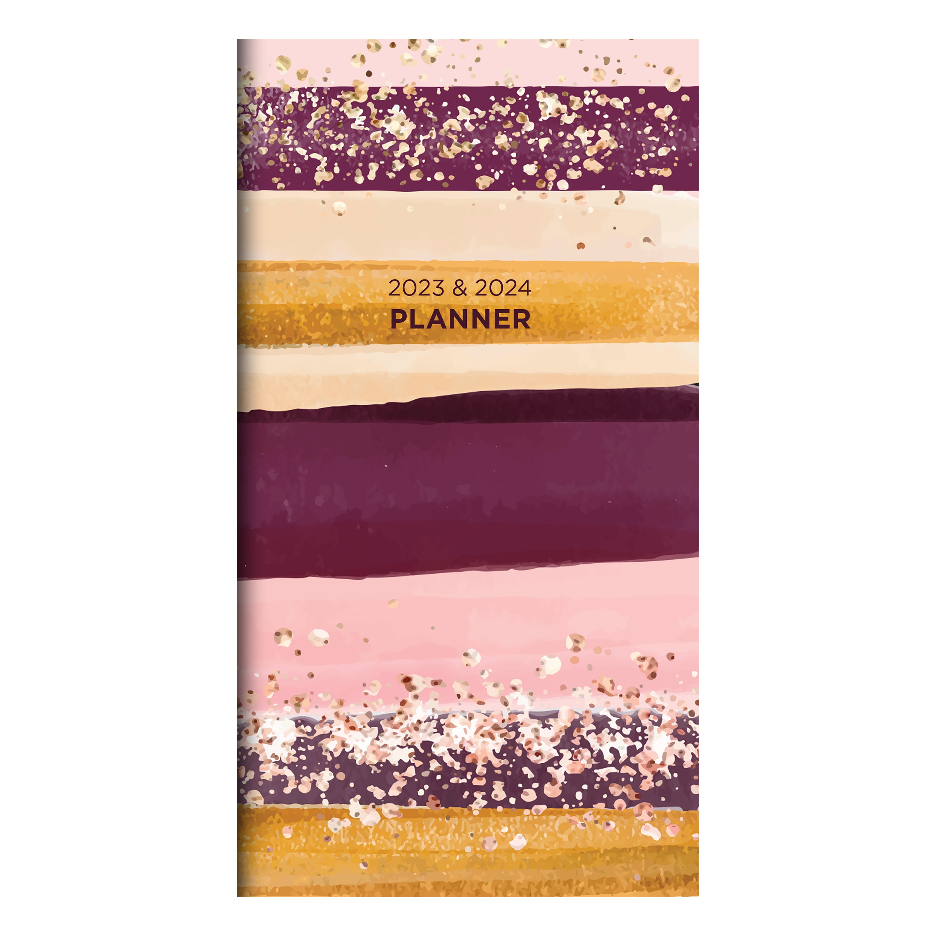 2023-2024 Glitter Gold Stripes - 2-Year Monthly Pocket Diary/Planner