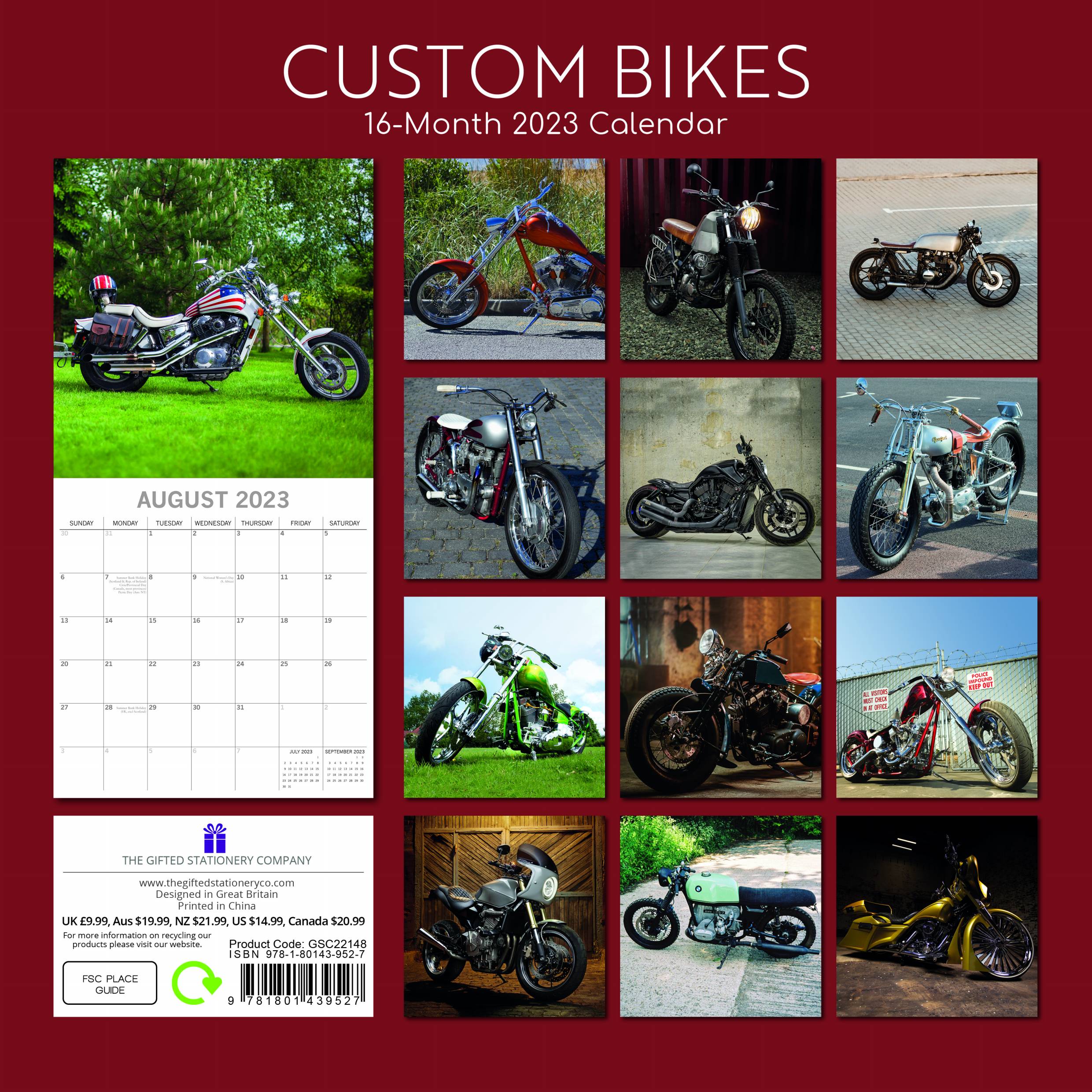 2023 Custom Bikes - Square Wall Calendar