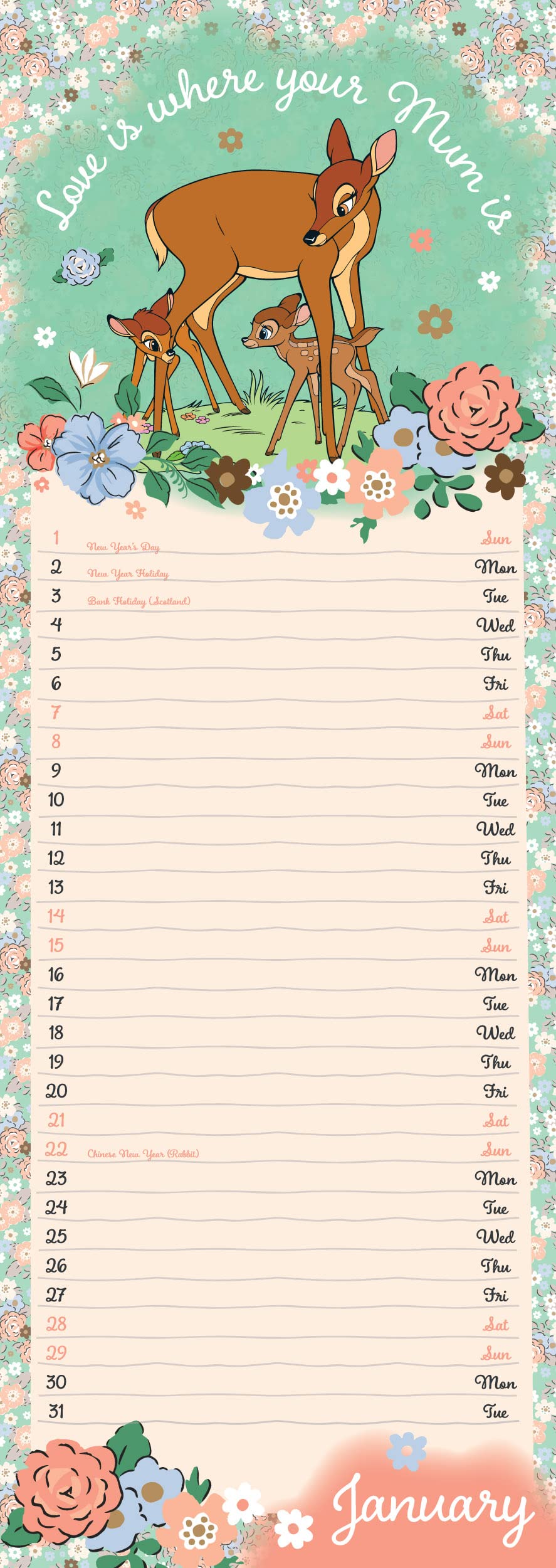 2023 Disney For My Mum - Slim Wall Calendar