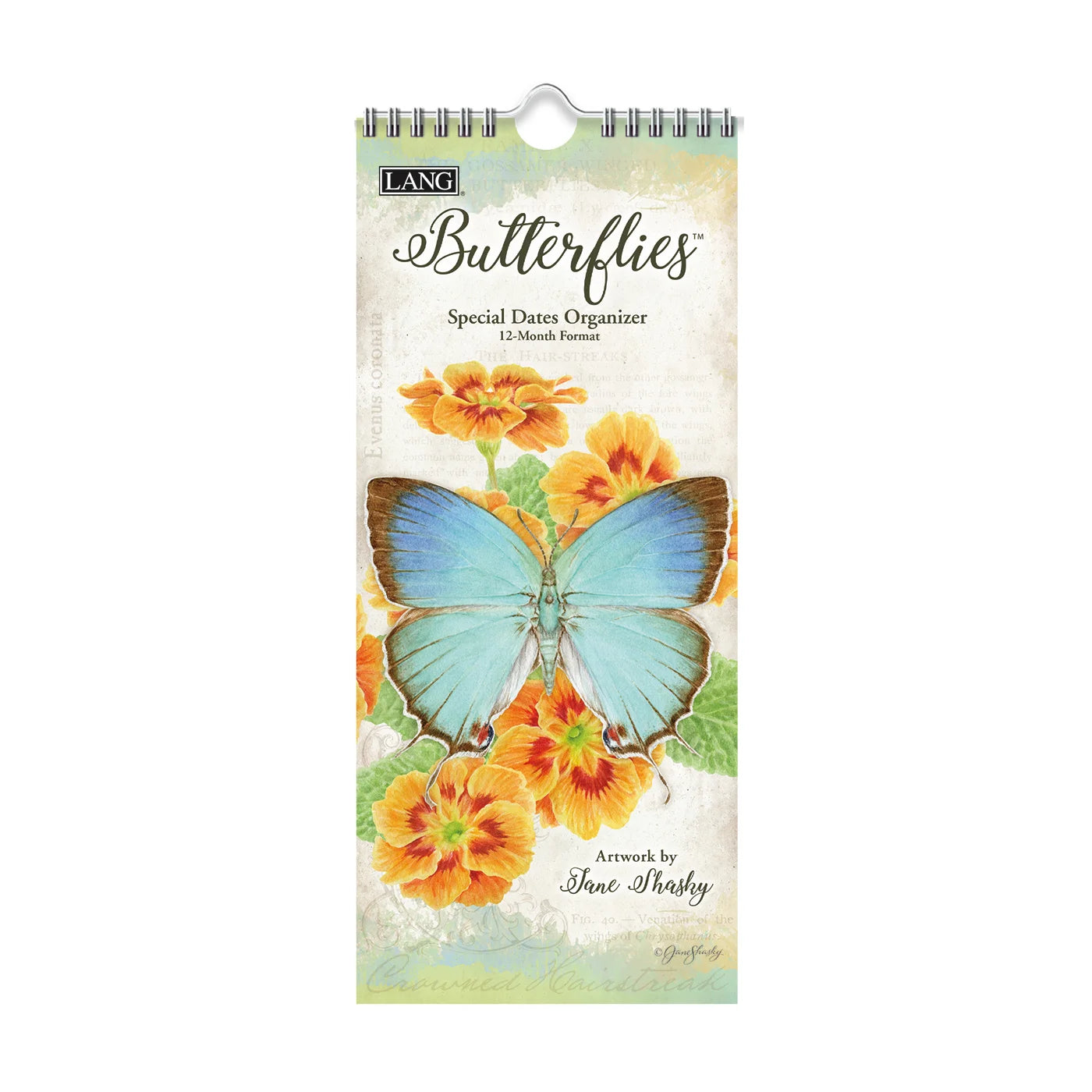 LANG Butterflies Special Date Organizer - Perpetual Slim Wall Calendar