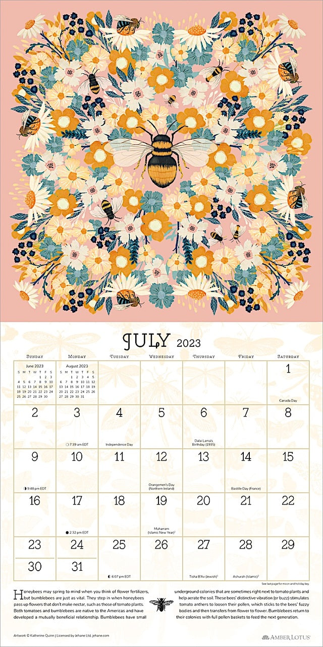2023 Praise For The Pollinators - Square Wall Calendar