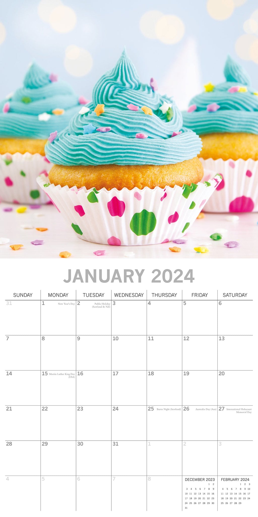 2024 Cupcakes Square Wall Calendar Food & Kitchen Calendars by The