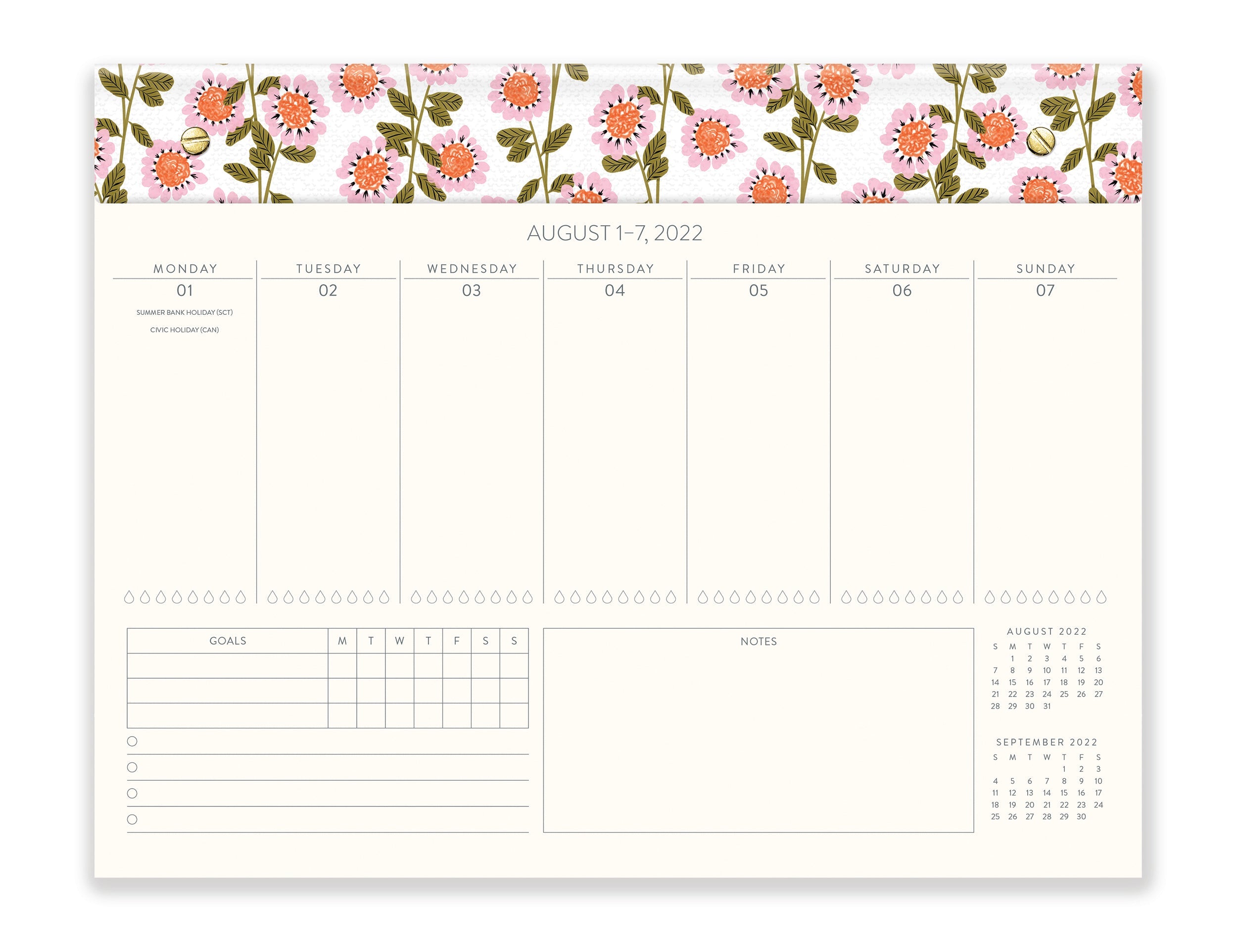2023 Secret Garden by Gabrielle Neil - Weekly Desk Pad Calendar
