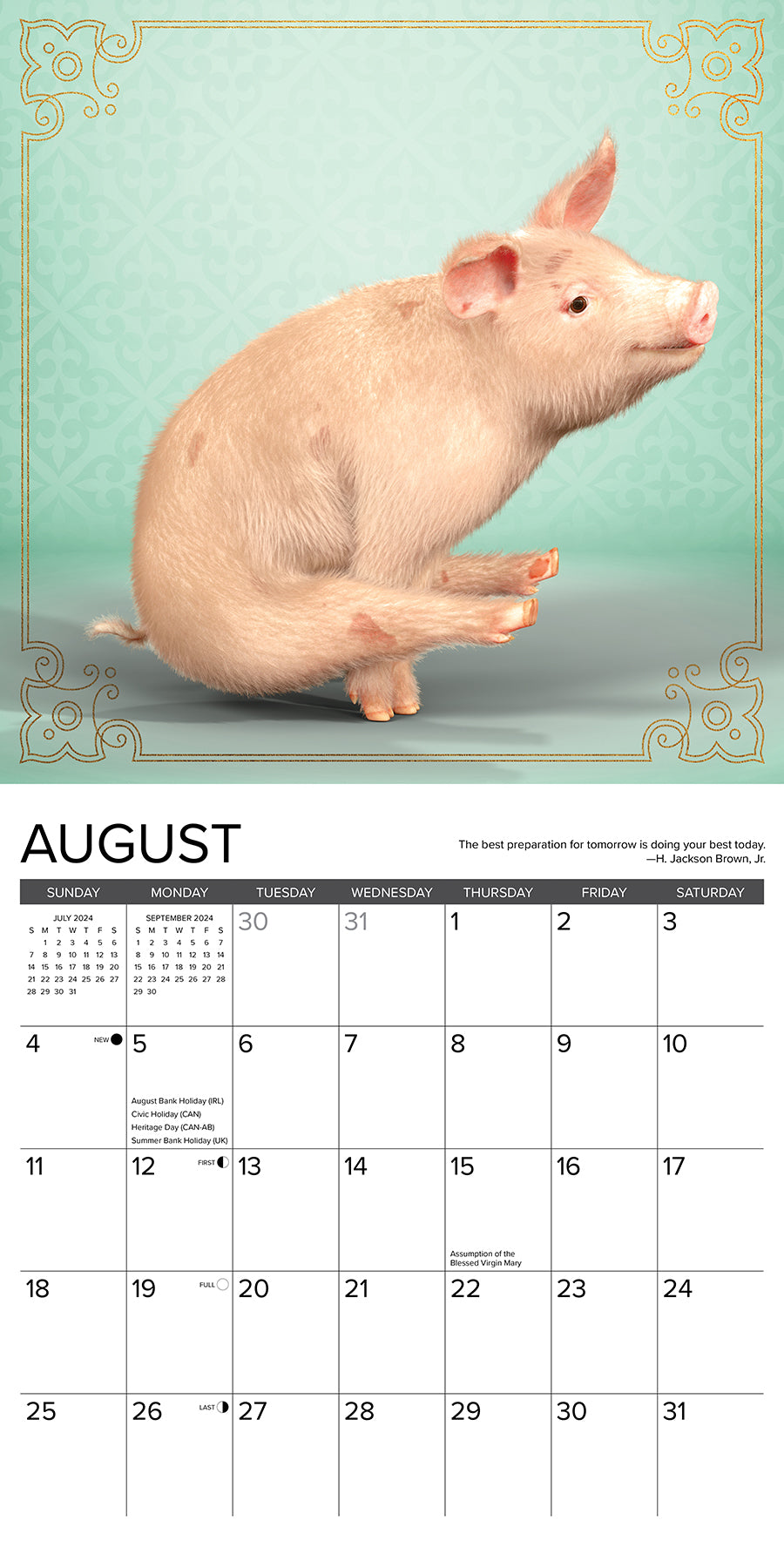 2024 Pig Pilates - Square Wall Calendar US