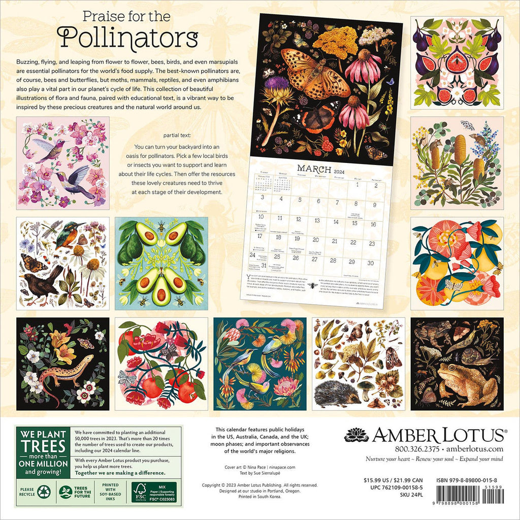 2024 Praise for the Pollinators Square Wall Calendar Art Calendars