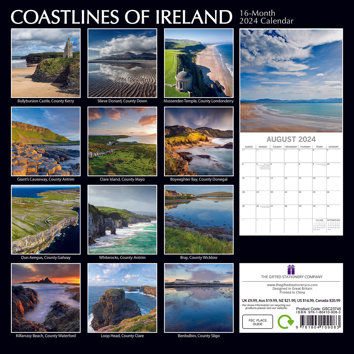 2024 Coastlines of Ireland - Square Wall Calendar