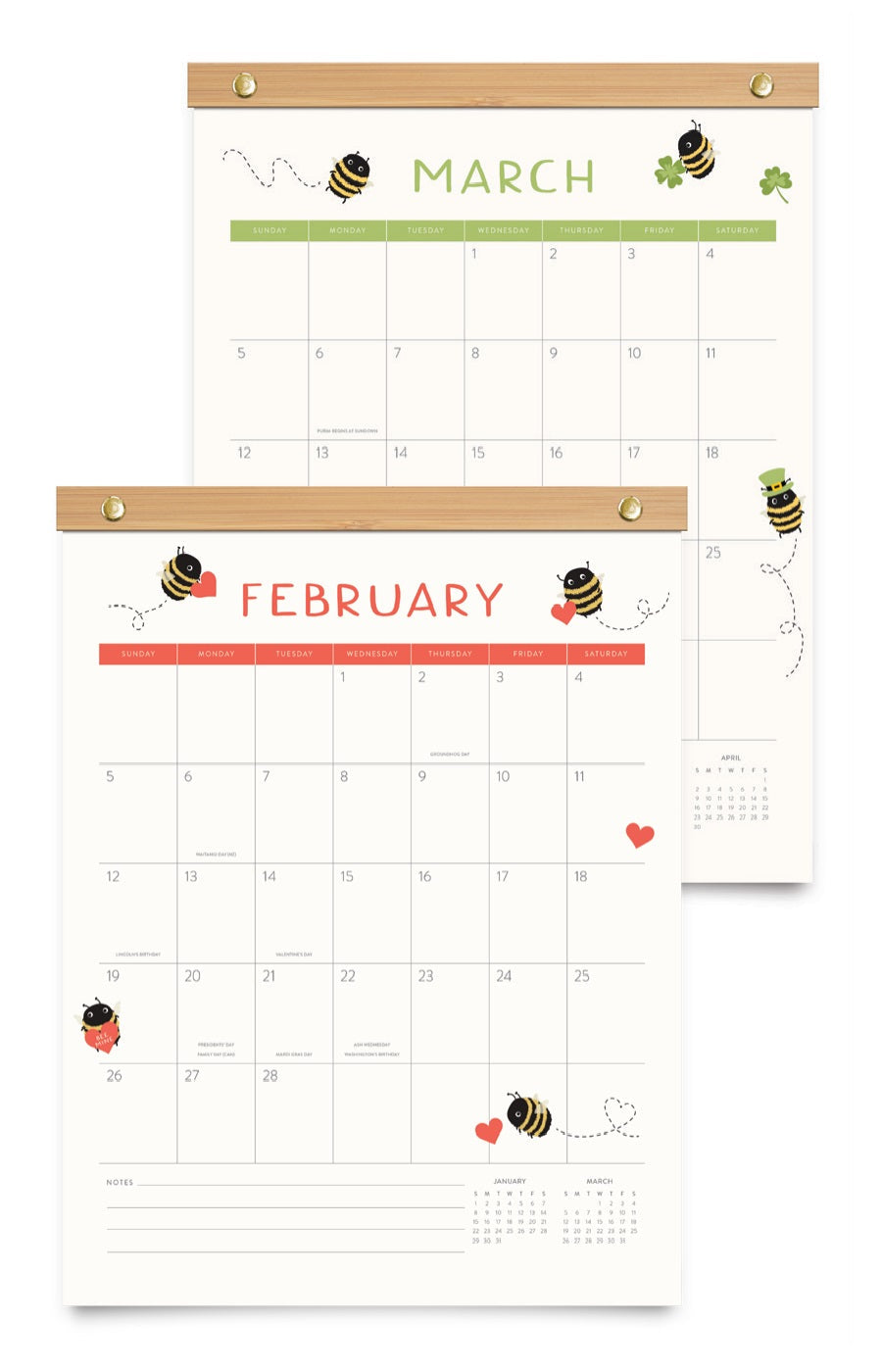 2023 Buzzy Bees (Bamboo-Hanger Calendar) - Deluxe Wall Calendar
