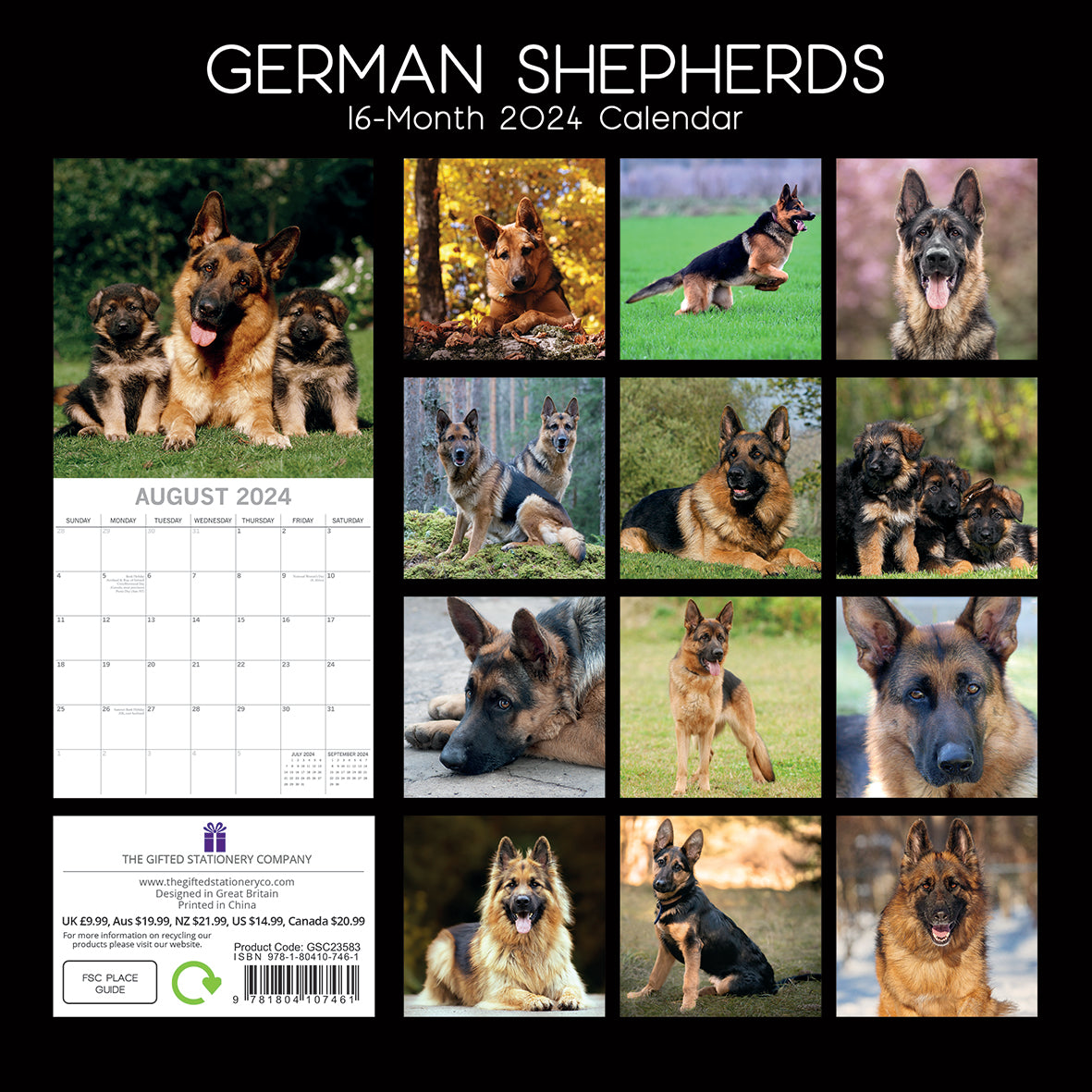 2024 German Shepherds Square Wall Calendar Dogs & Puppies