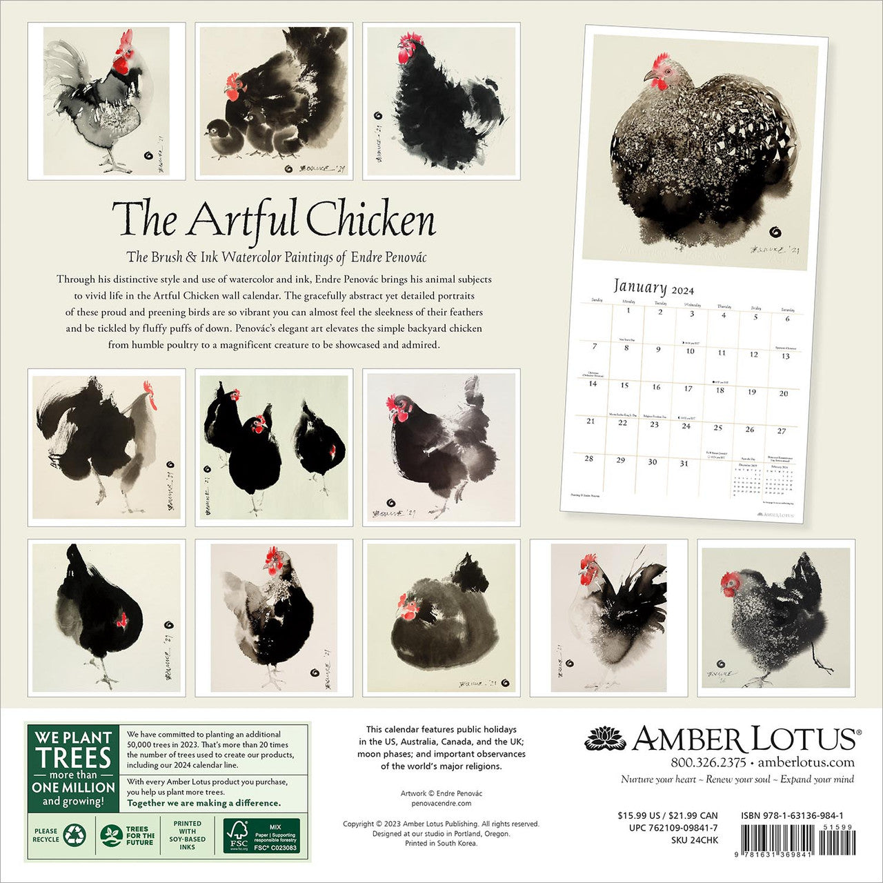 2024 The Artful Chicken Square Wall Calendar Animals Wildlife   3ae2dedfd6efdc49ef50c4f9ccd21e8e 