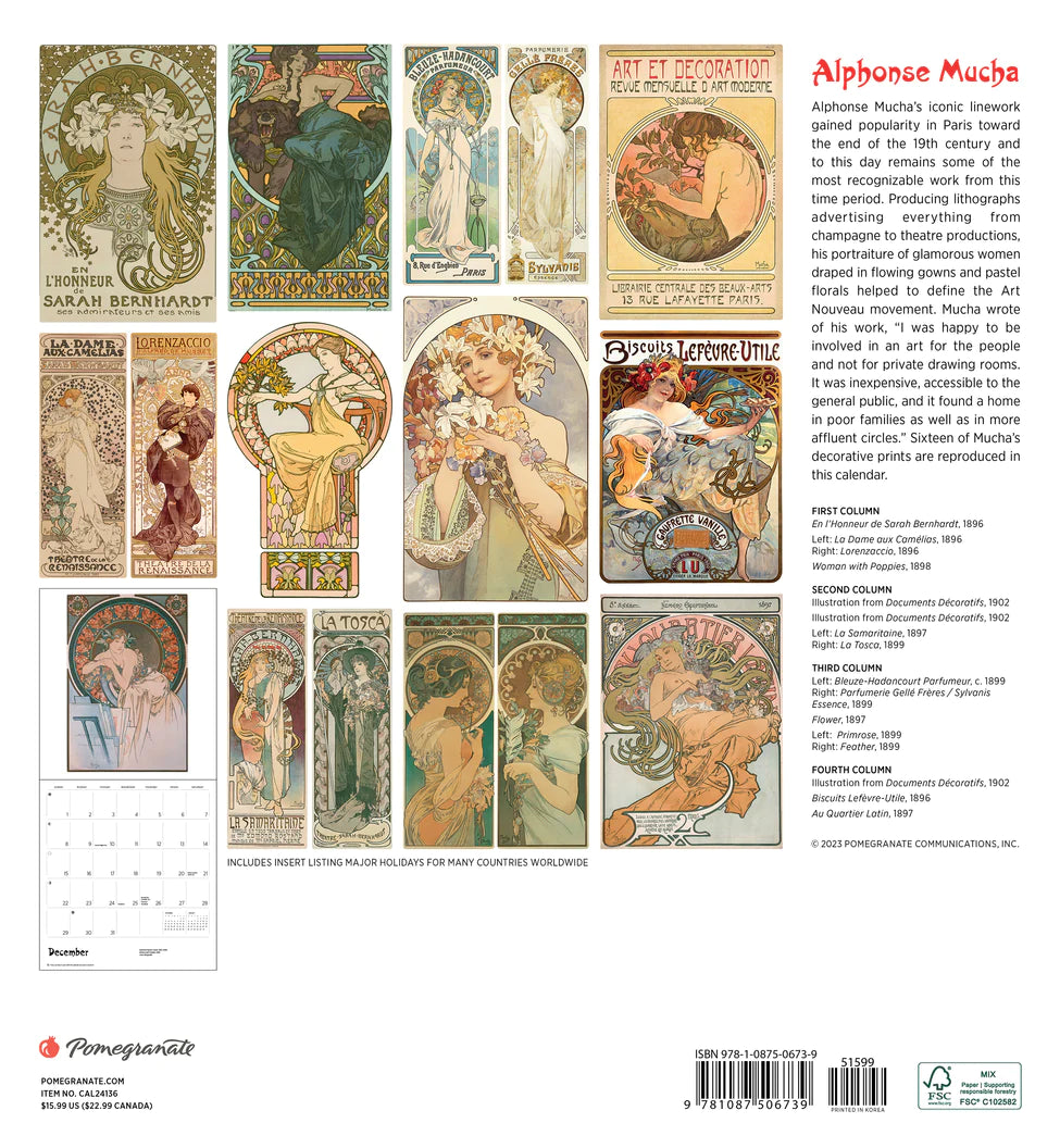 2024 Alphonse Mucha - Square Wall Calendar  SOLD OUT