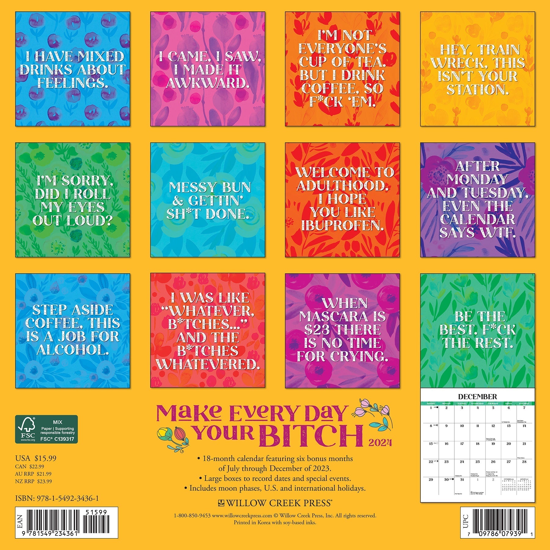 2024 Make Every Day Your Bitch - Square Wall Calendar US