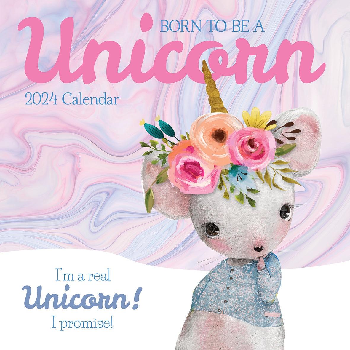 2024 Born to be a Unicorn Square Wall Calendar Motivational