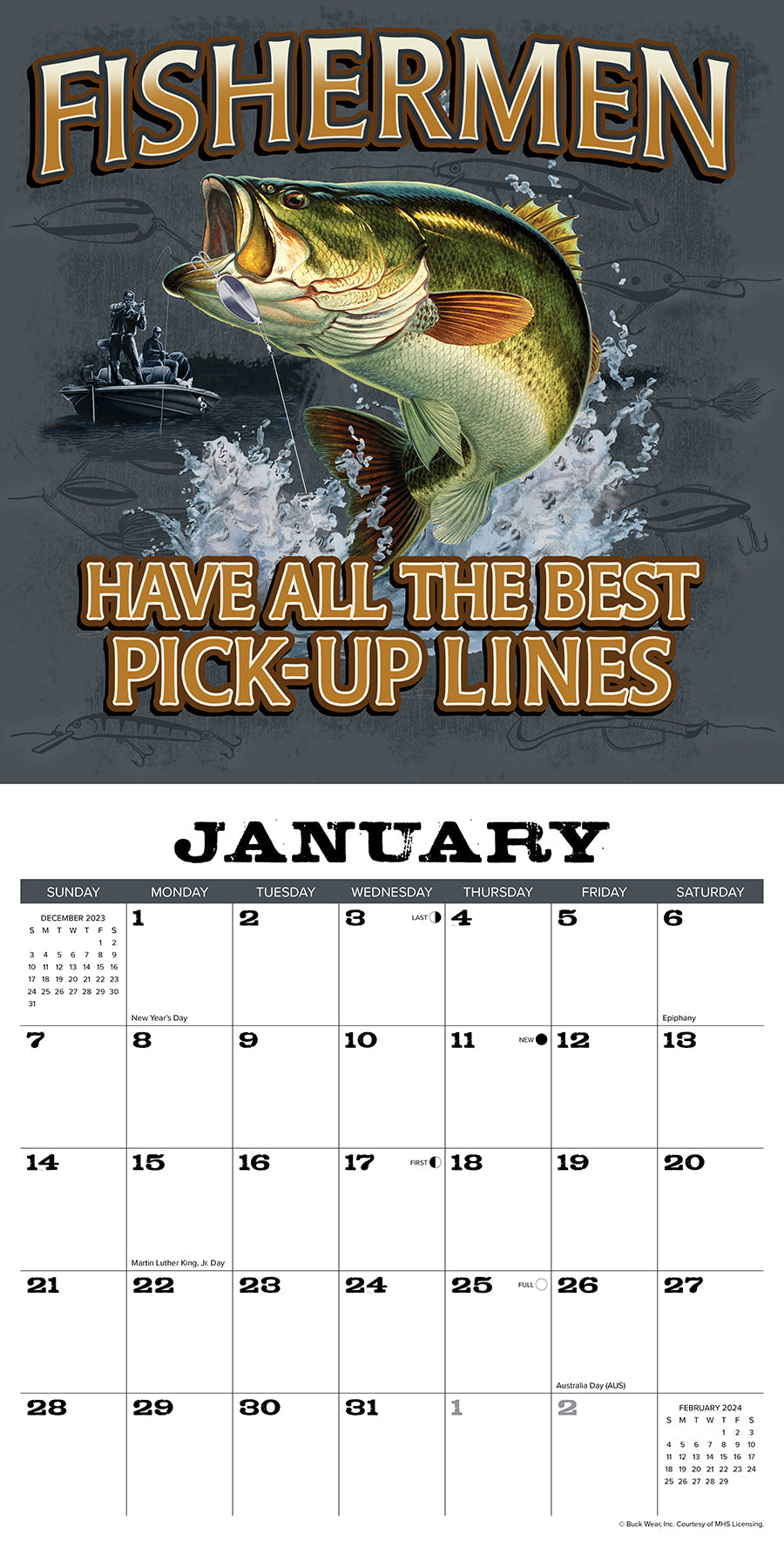 2024 Buck Wear's Fishing Tales - Square Wall Calendar US