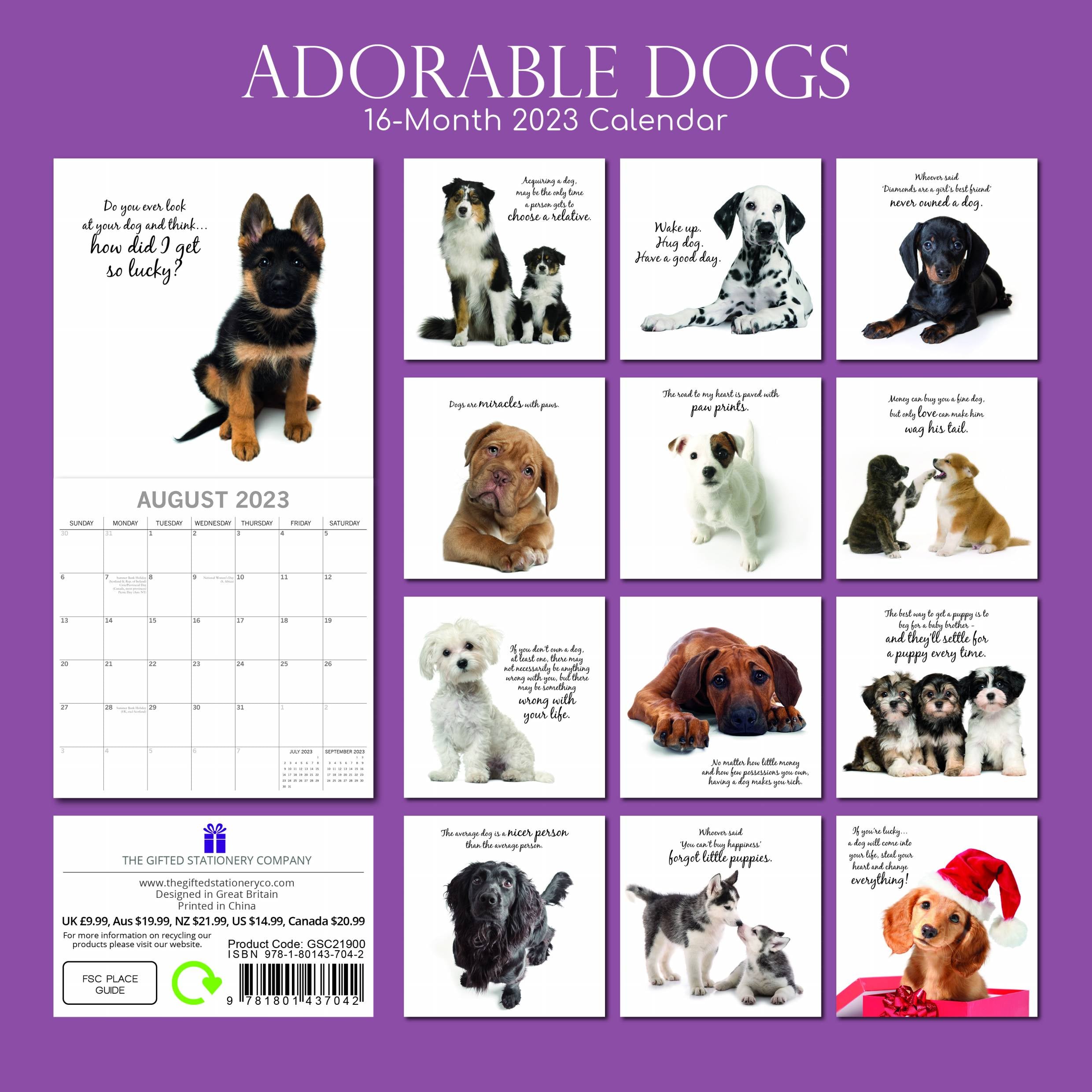 2023 Adorable Dogs - Square Wall Calendar