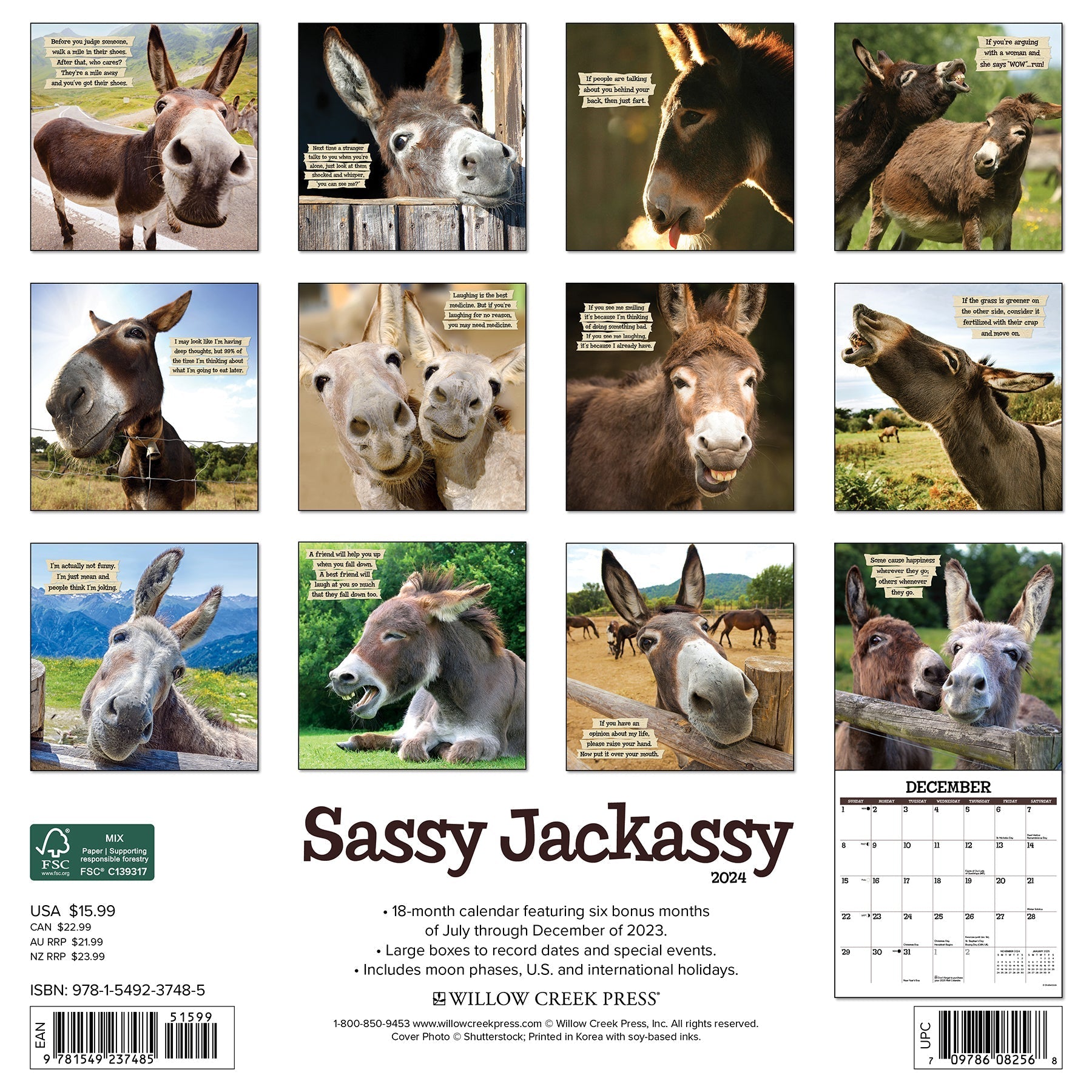 2024 Sassy Jackassy - Square Wall Calendar US