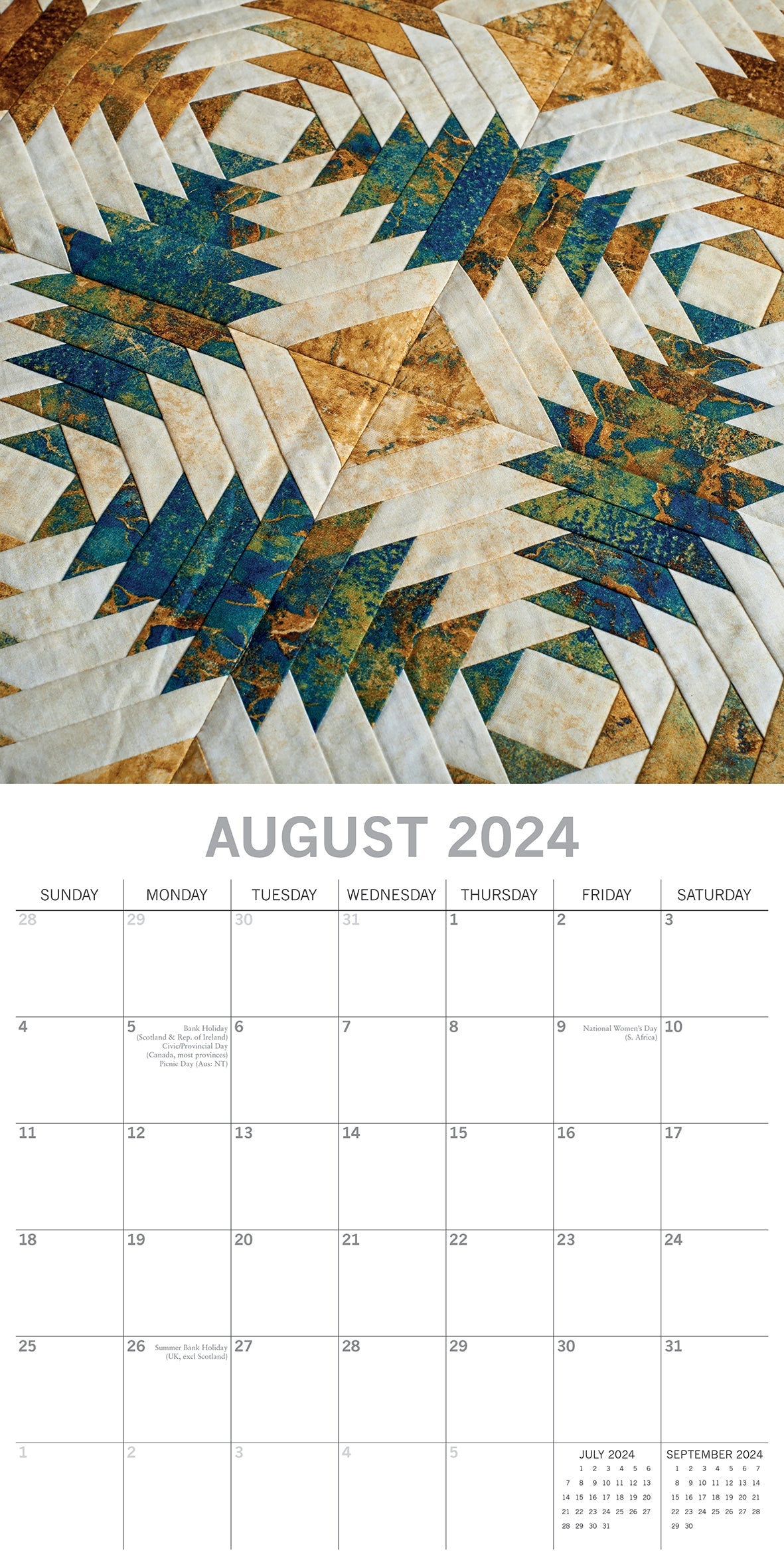 2024 Quilting - Square Wall Calendar