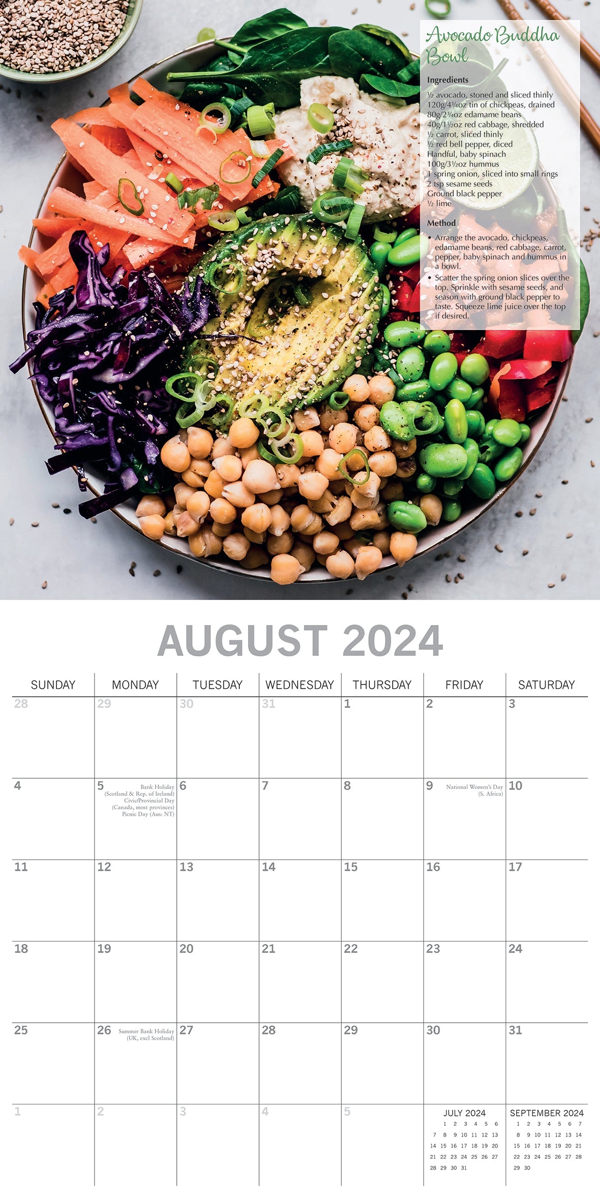 2024 Tasty Vegan Recipes - Square Wall Calendar