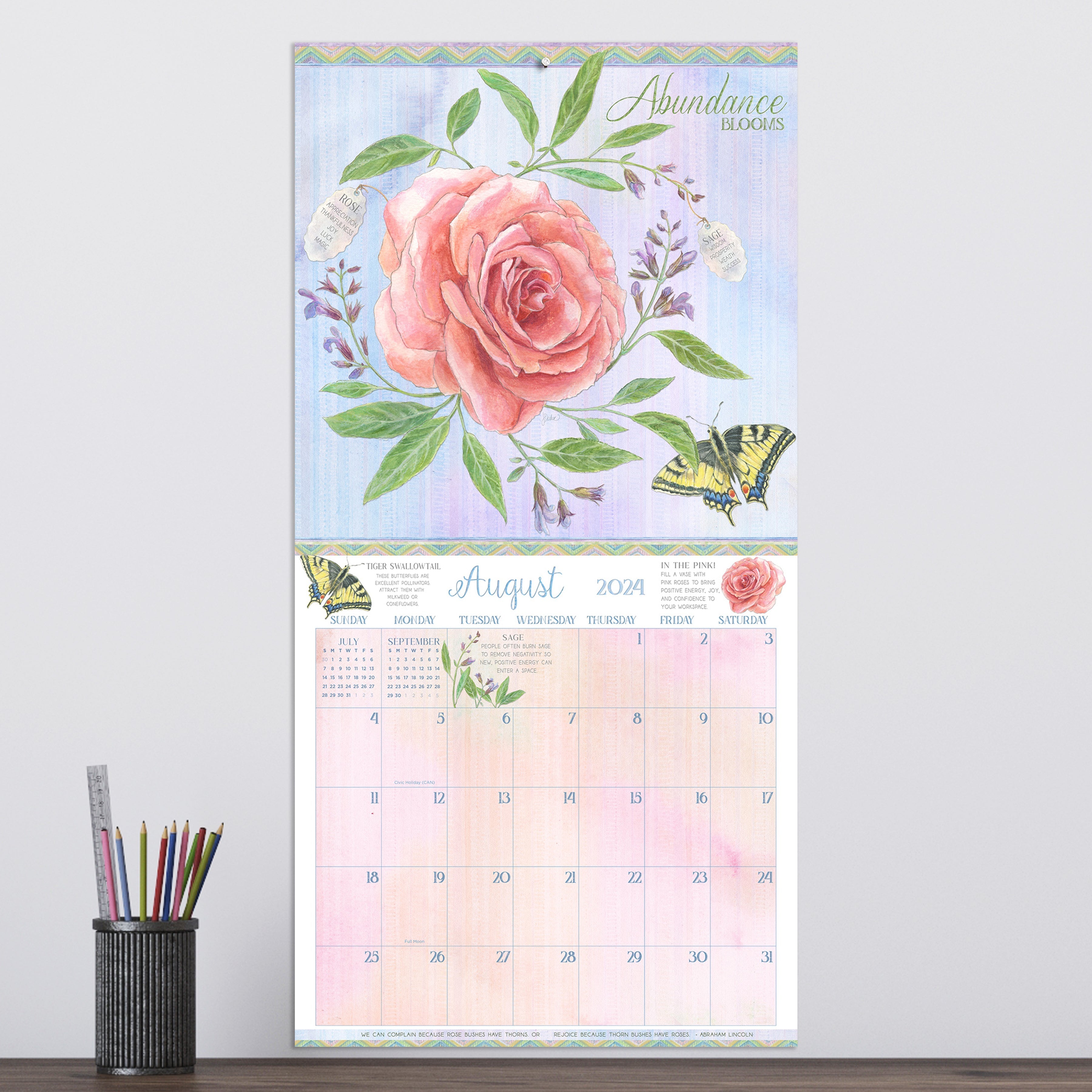 2024 The Language of Flowers - Square Wall Calendar US