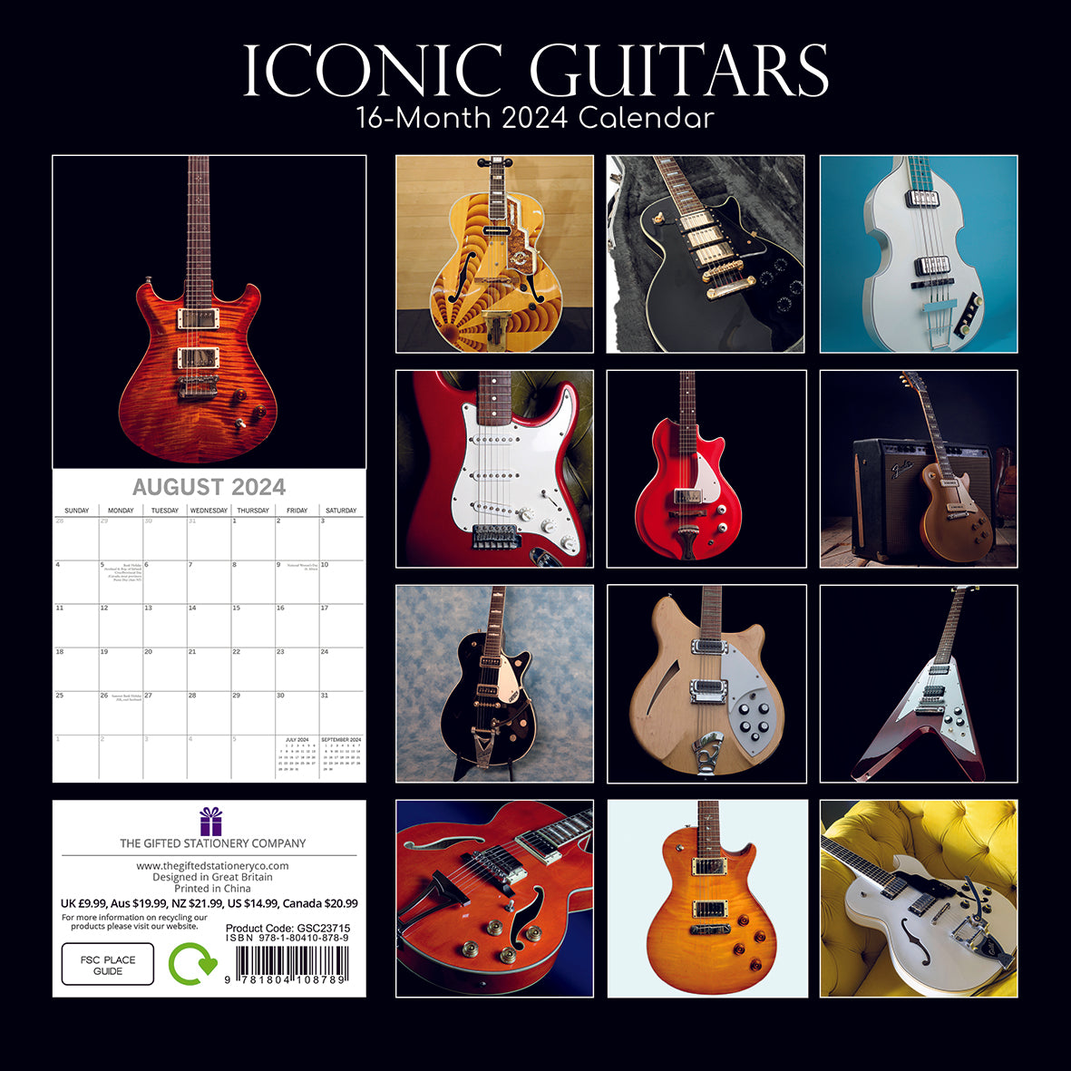 2024 Iconic Guitars - Square Wall Calendar