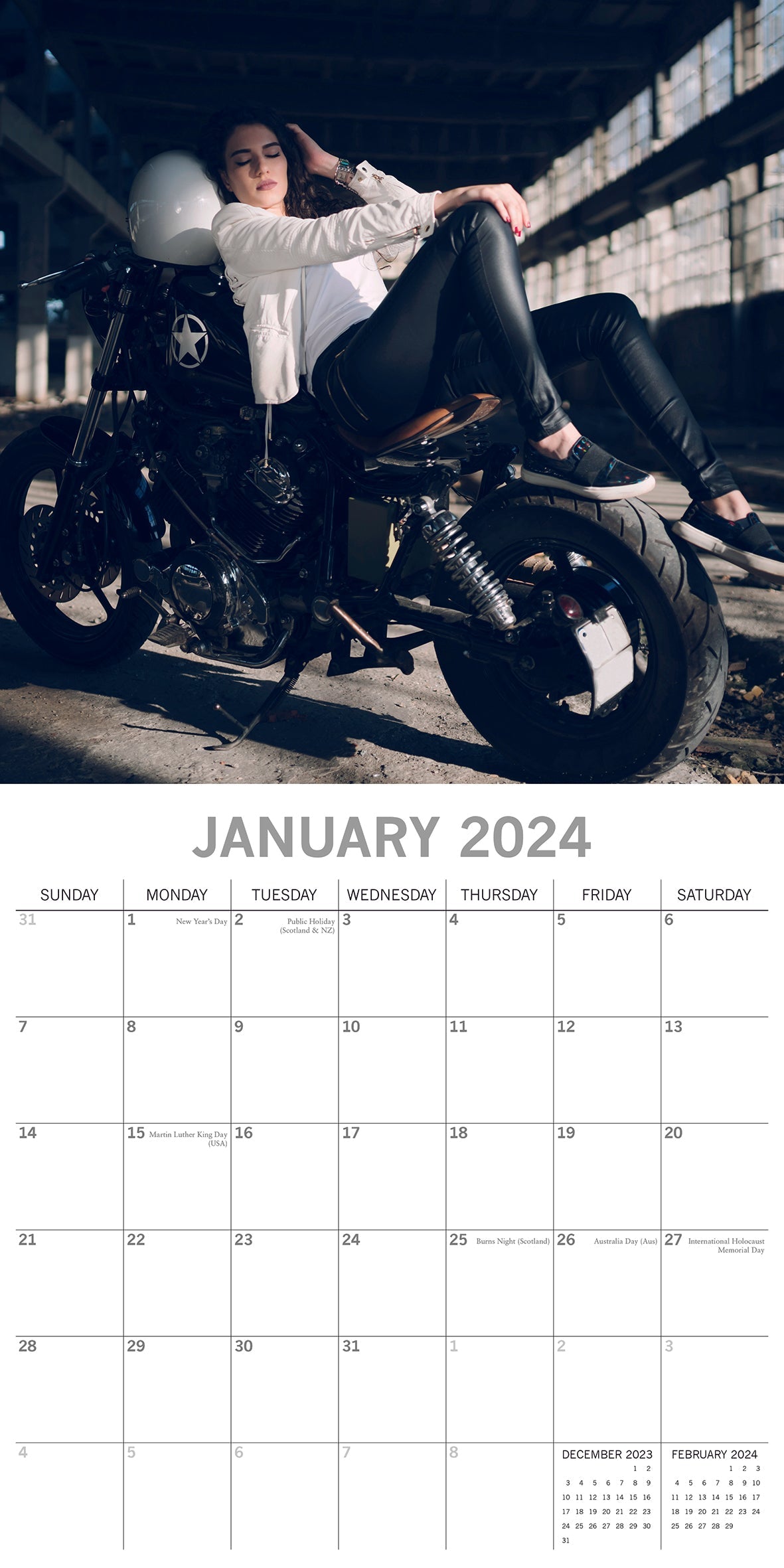 Sexy Girl Motorcycle Calendar 2024: Jan 2024 to Dec 2024, Bonus 3 Months  Last 2023, 15 Months, Thick & Sturdy Paper, Great Gift For Organizing 