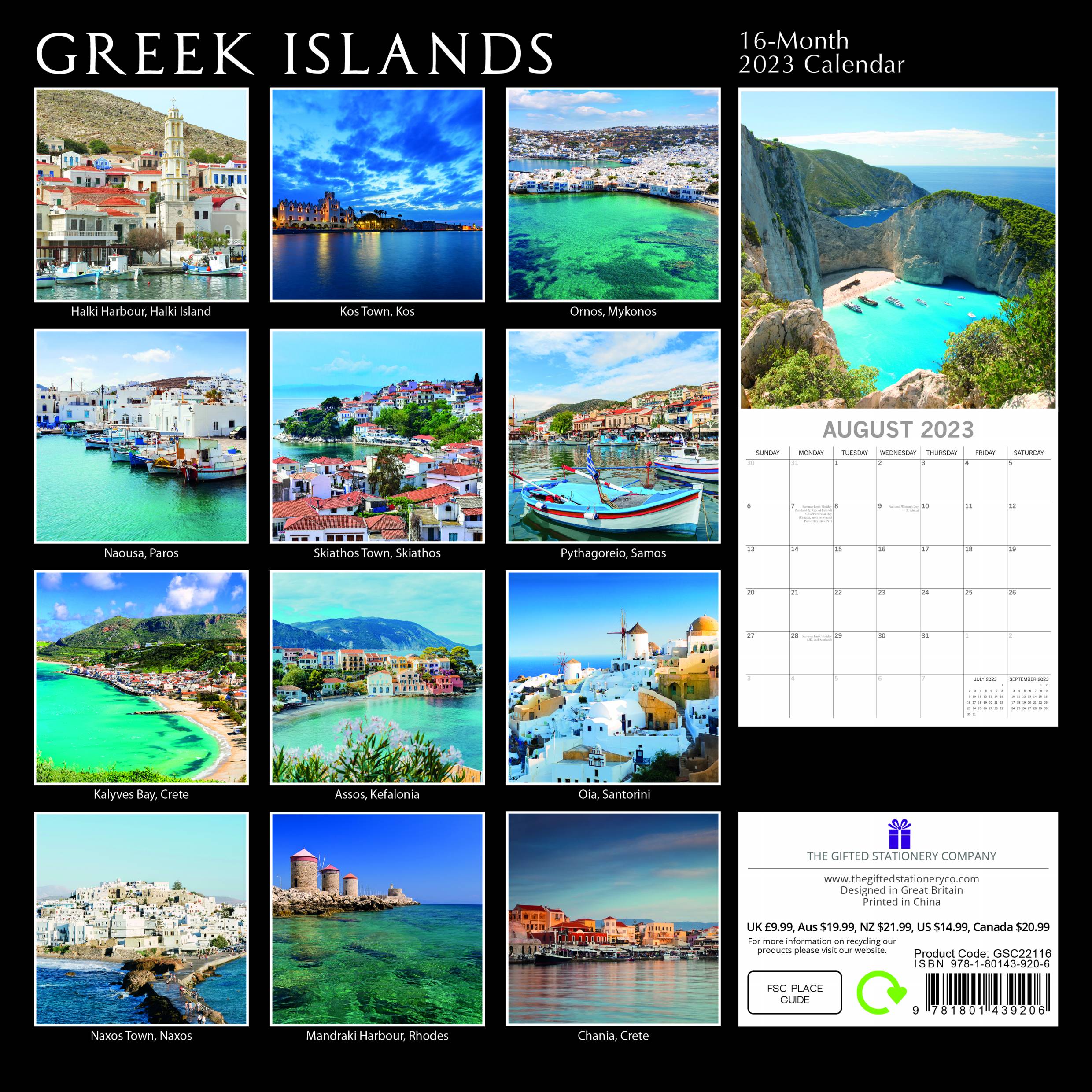 2023 Greek Islands - Square Wall Calendar