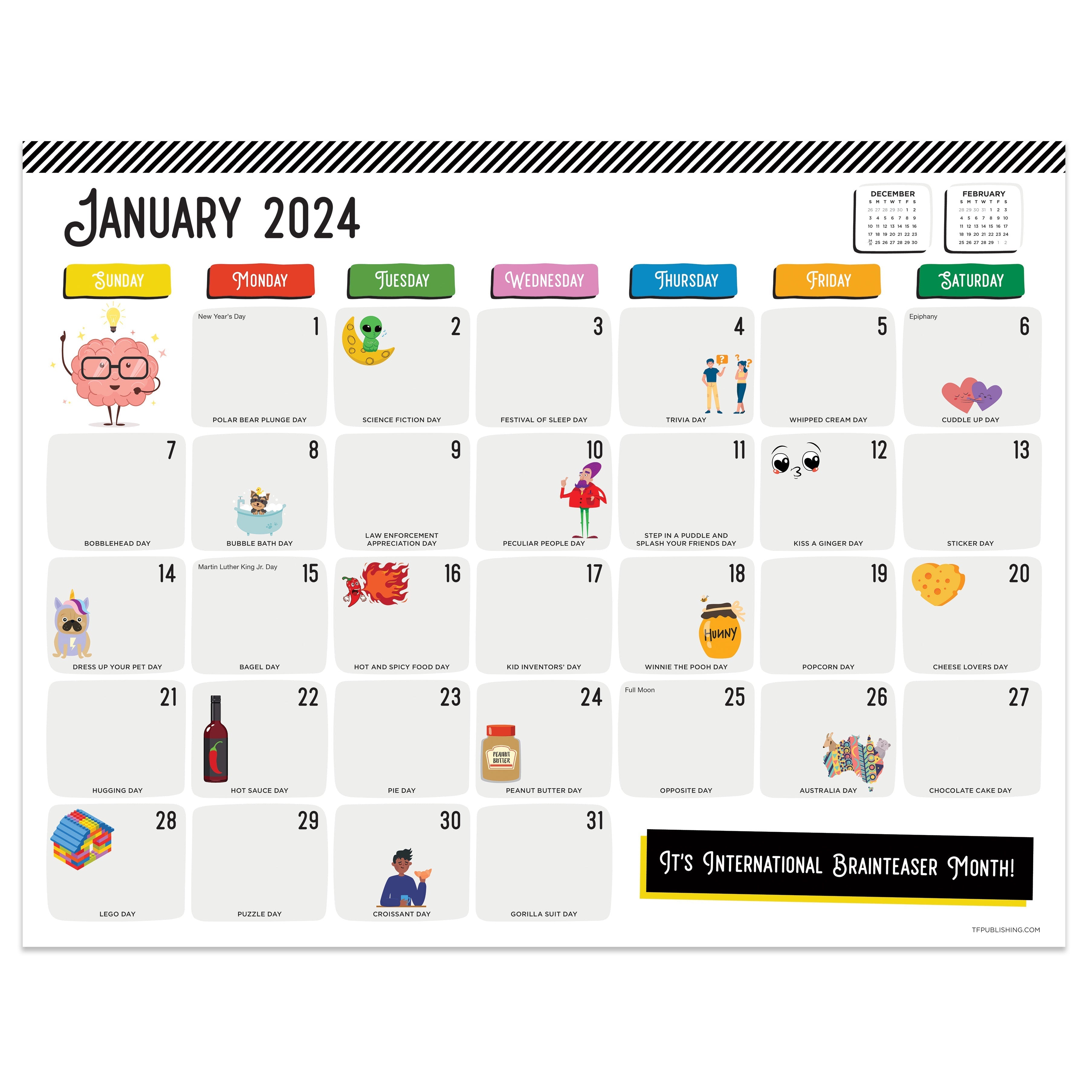2024 Every Day's A Holiday - Monthly Medium Desk Pad Blotter Calendar US