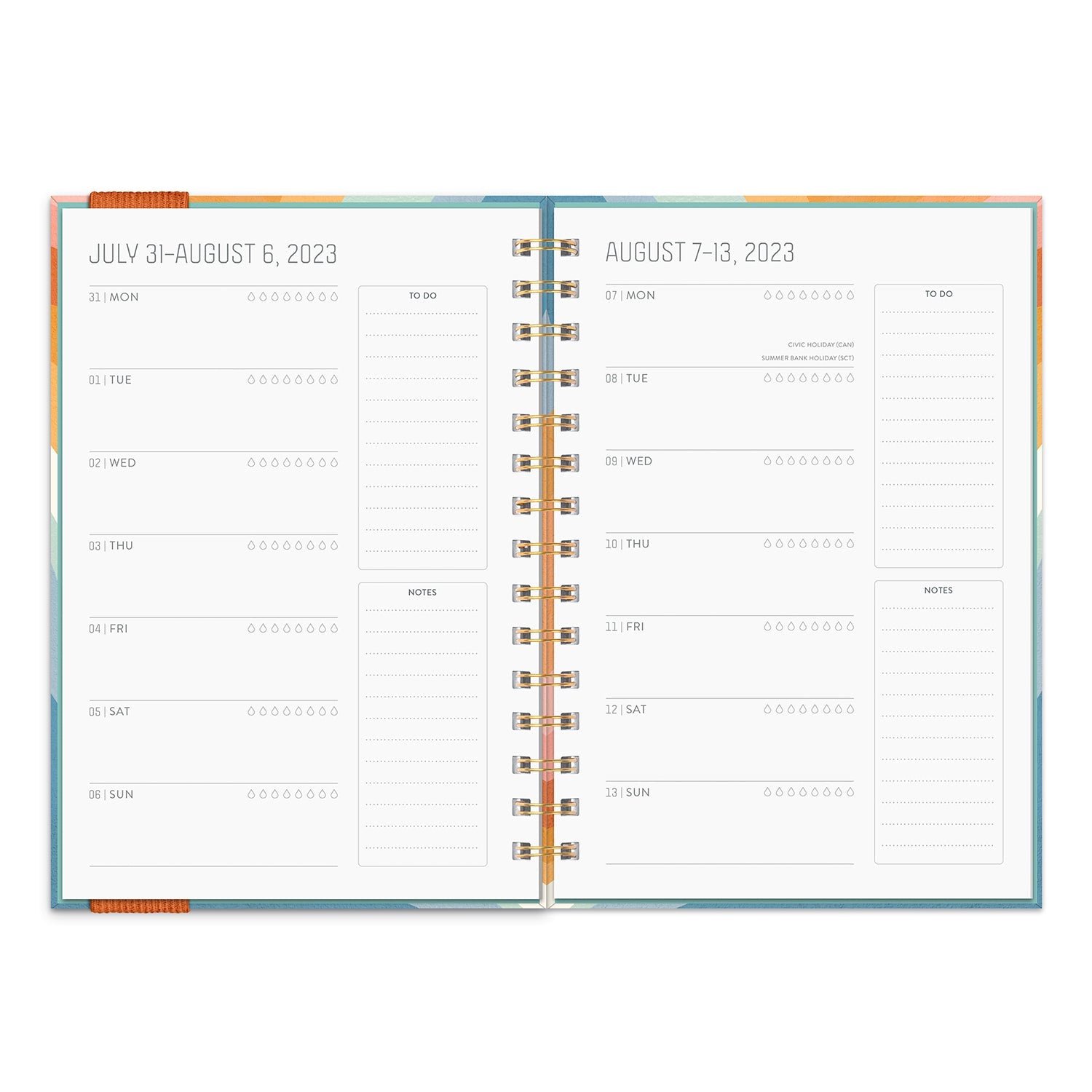 2024 Rainbow Waves - Monthly & Bi-Weekly Oliver Diary/Planner