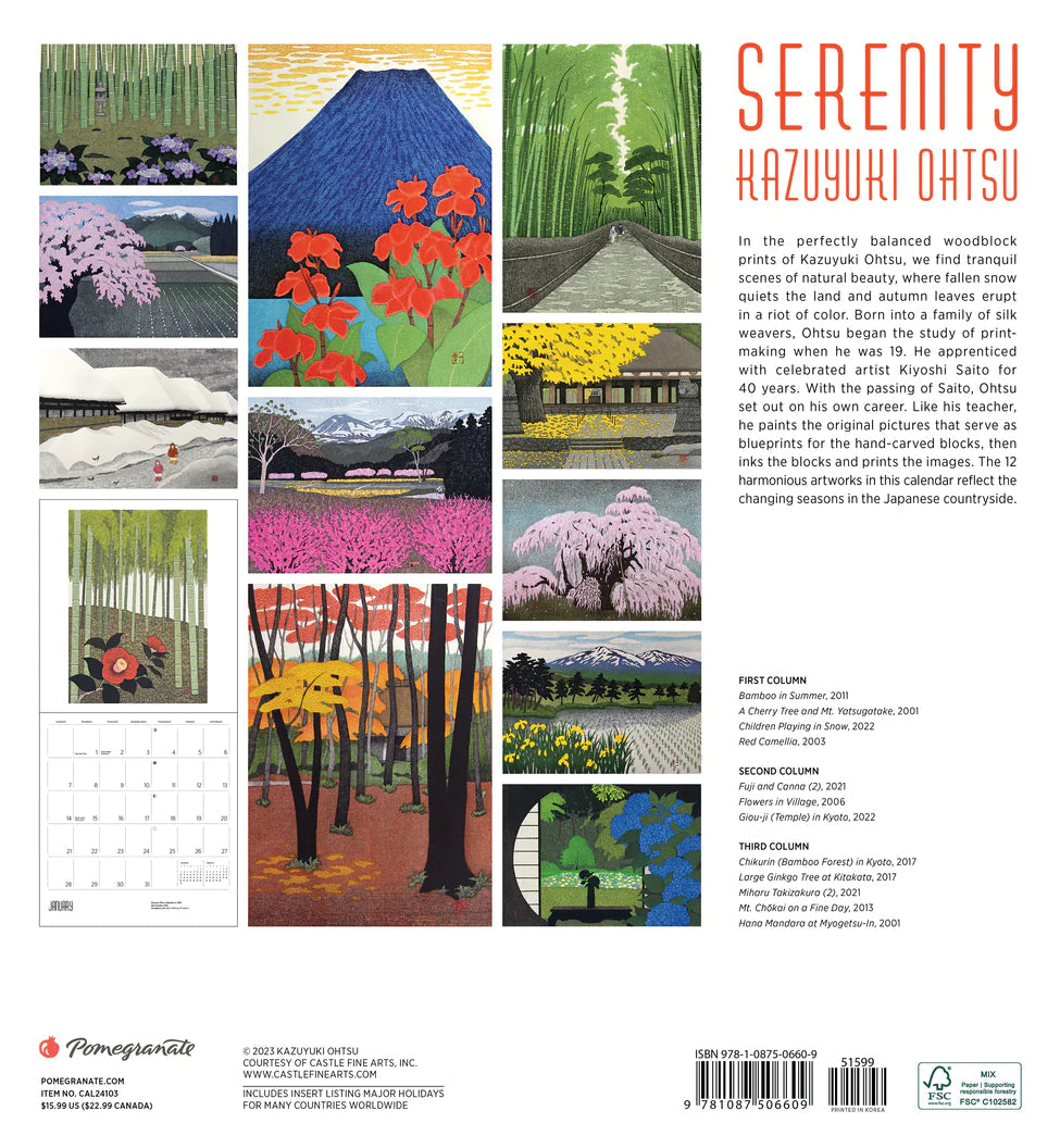 2024 Serenity: Kazuyuki Ohtsu - Square Wall Calendar