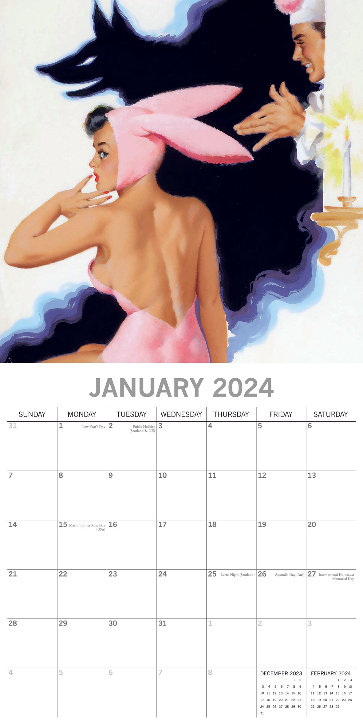 2024 Retro Pin Ups - Square Wall Calendar