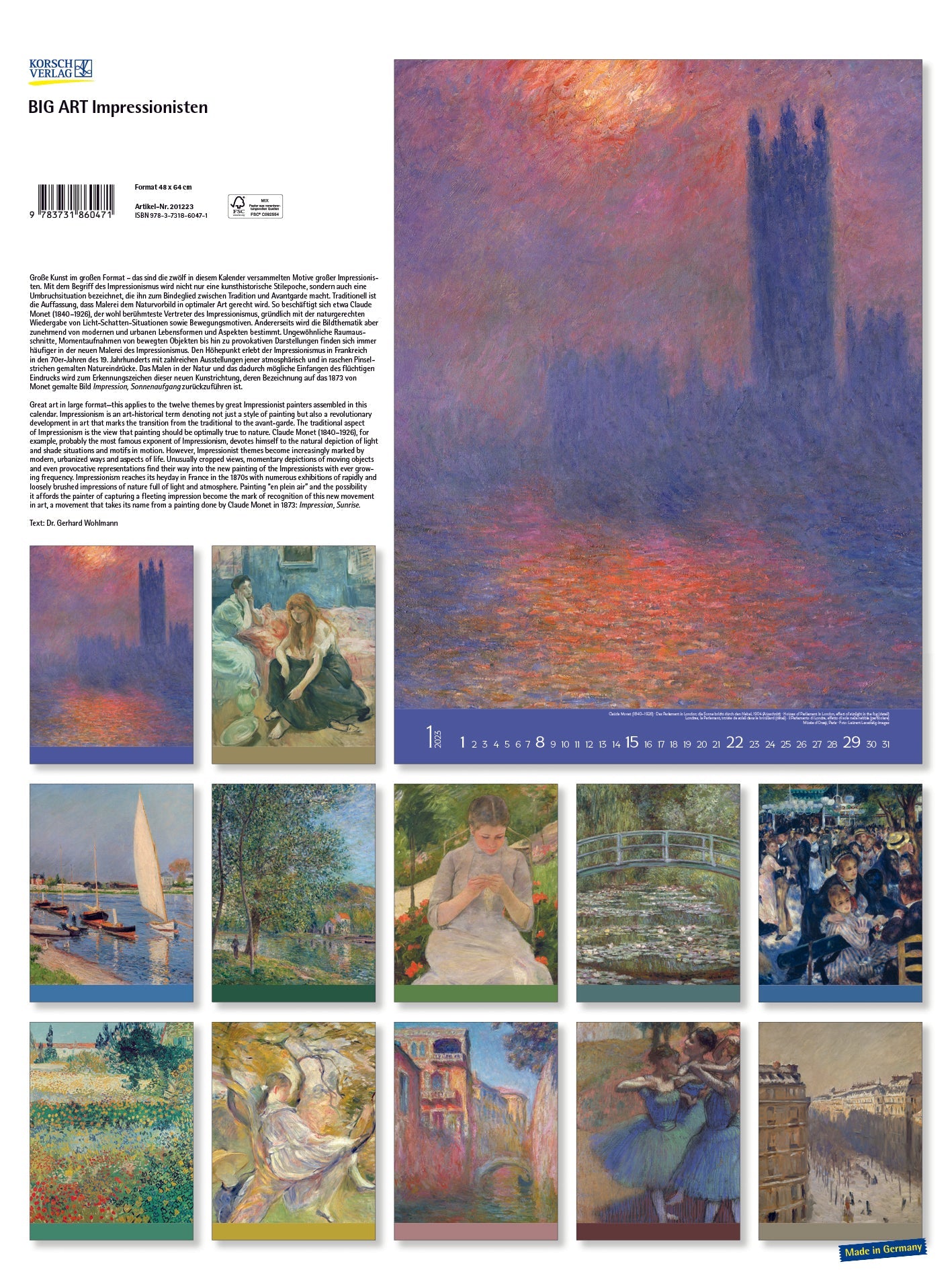 2023 Big Art Impressionists  (Large) - Deluxe Wall Poster Calendar