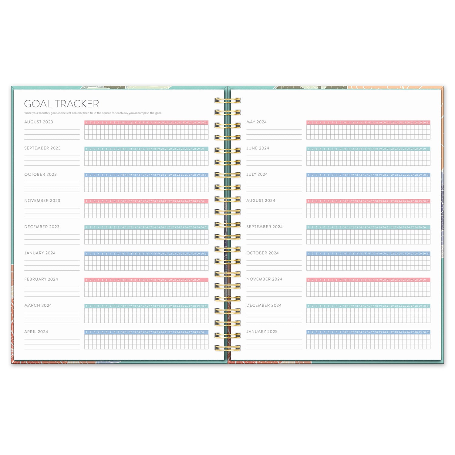 2024 Retro Flowers - XL Spiral Monthly & Bi-Weekly Diary/Planner