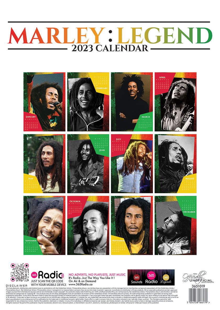 2023 Bob Marley - A3 Wall Calendar