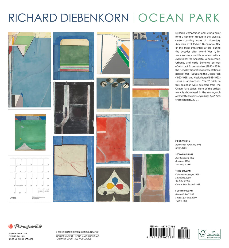 2024 Richard Diebenkorn: Ocean Park - Square Wall Calendar  SOLD OUT