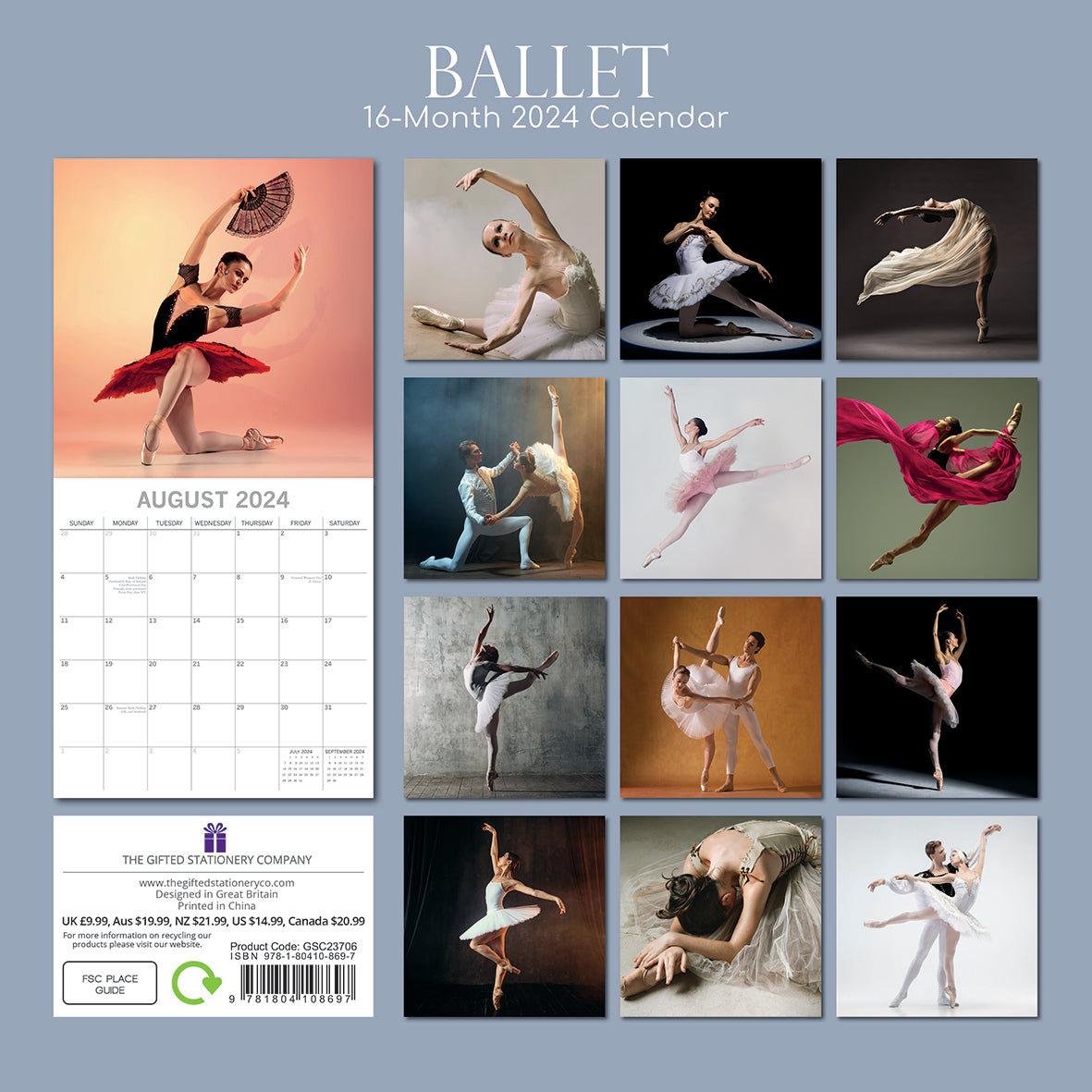 2024 Ballet - Square Wall Calendar