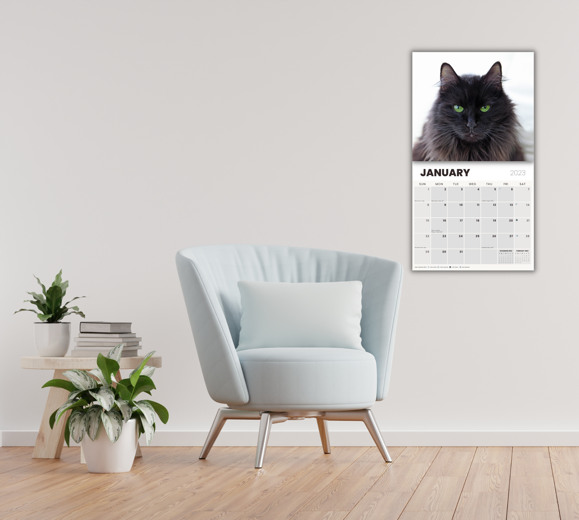 2023 Black Cats - Deluxe Wall Calendar