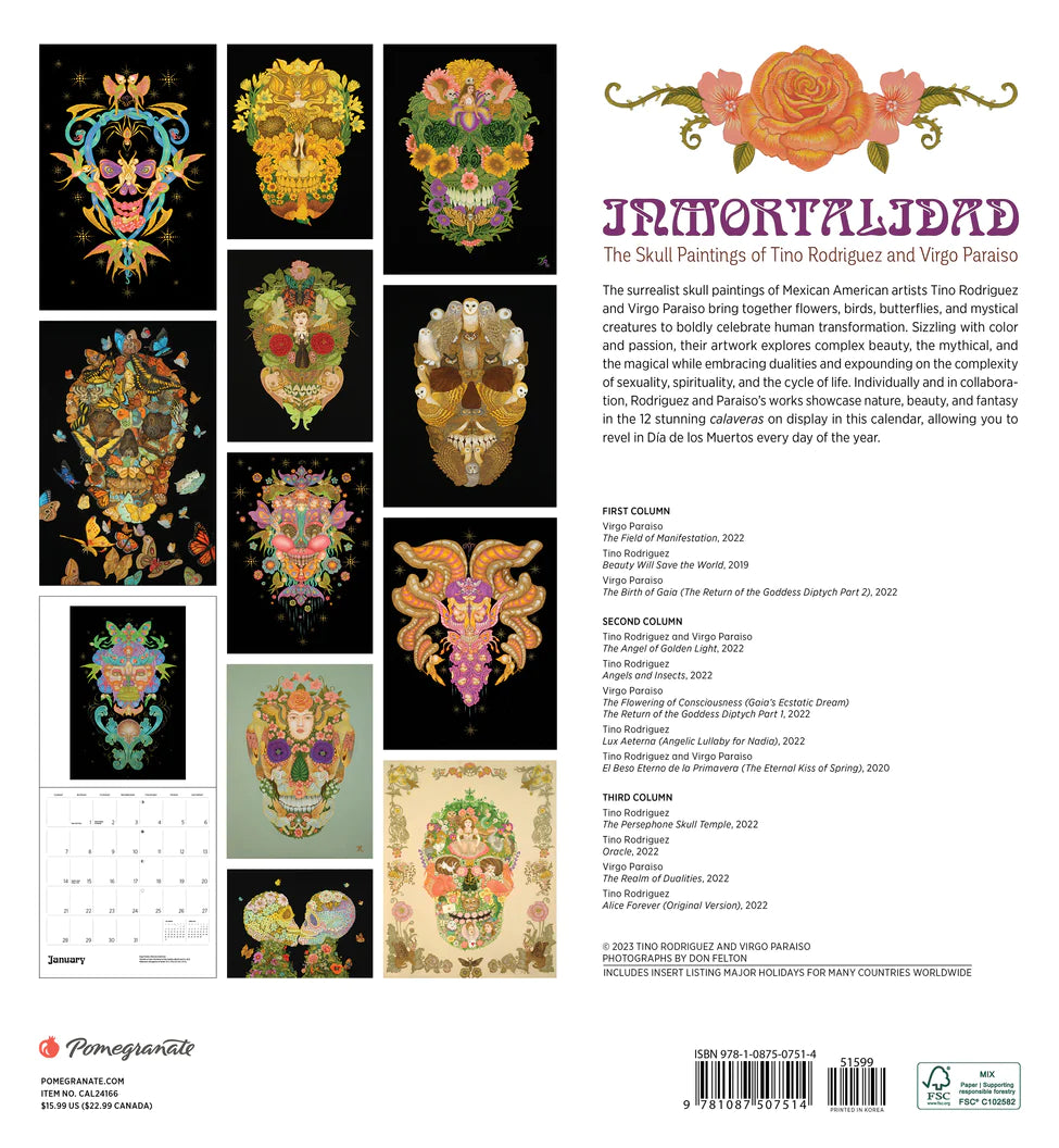 2024 Inmortalidad: The Skull Paintings of Tino Rodriguez and Virgo Paraiso - Square Wall Calendar  SOLD OUT