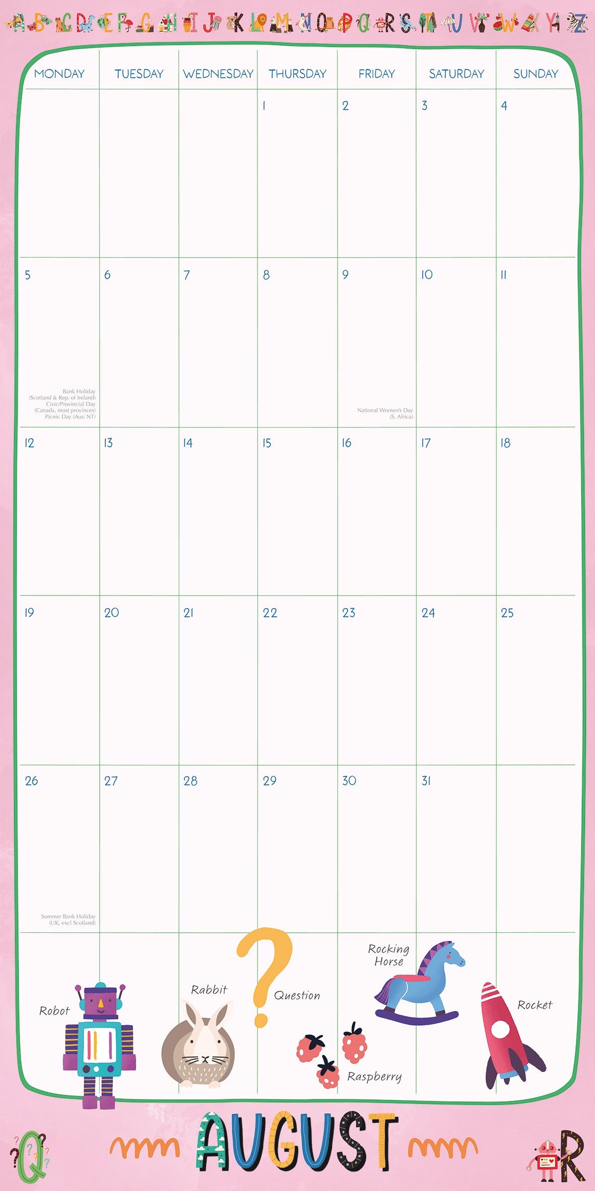 2024 My Family Organiser - Unicorn - Square Wall Calendar
