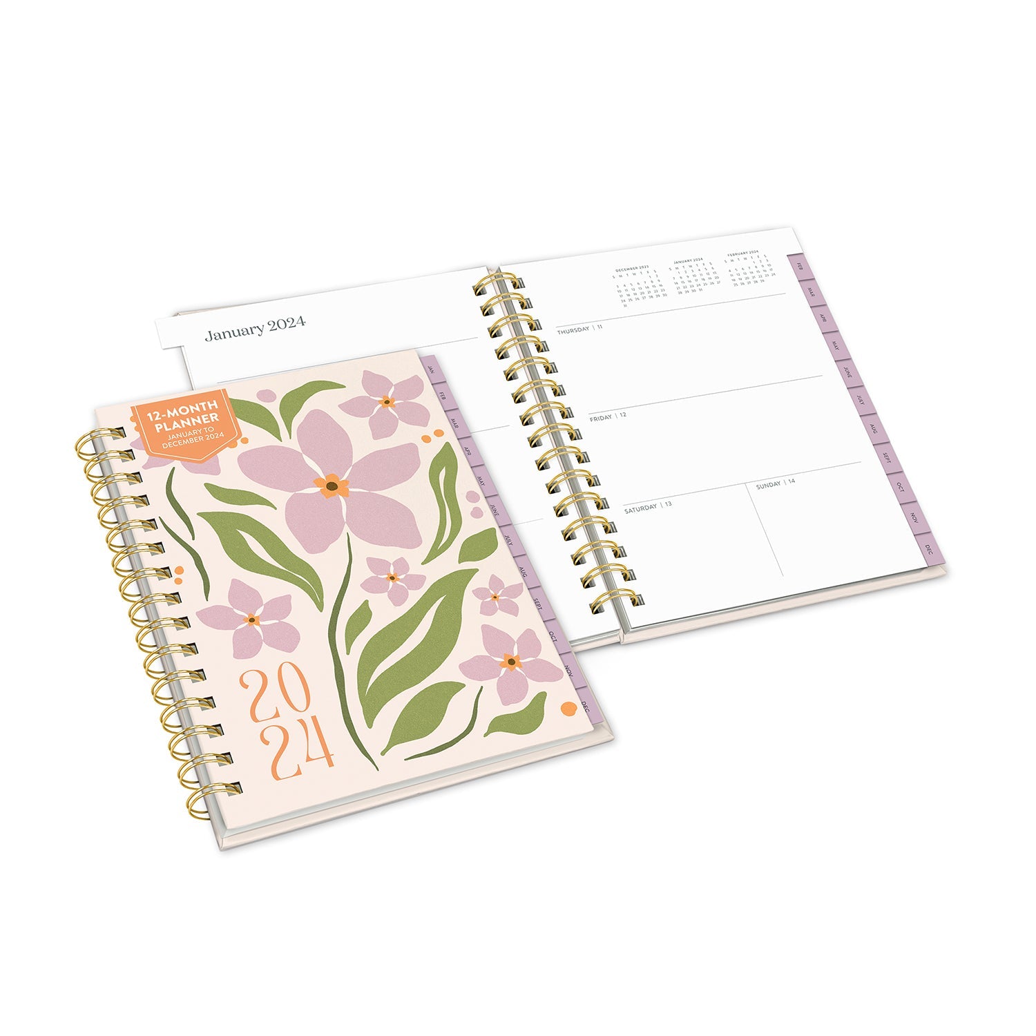2024 Flower Market - Monthly & Weekly Edie Tabbed Diary/Planner