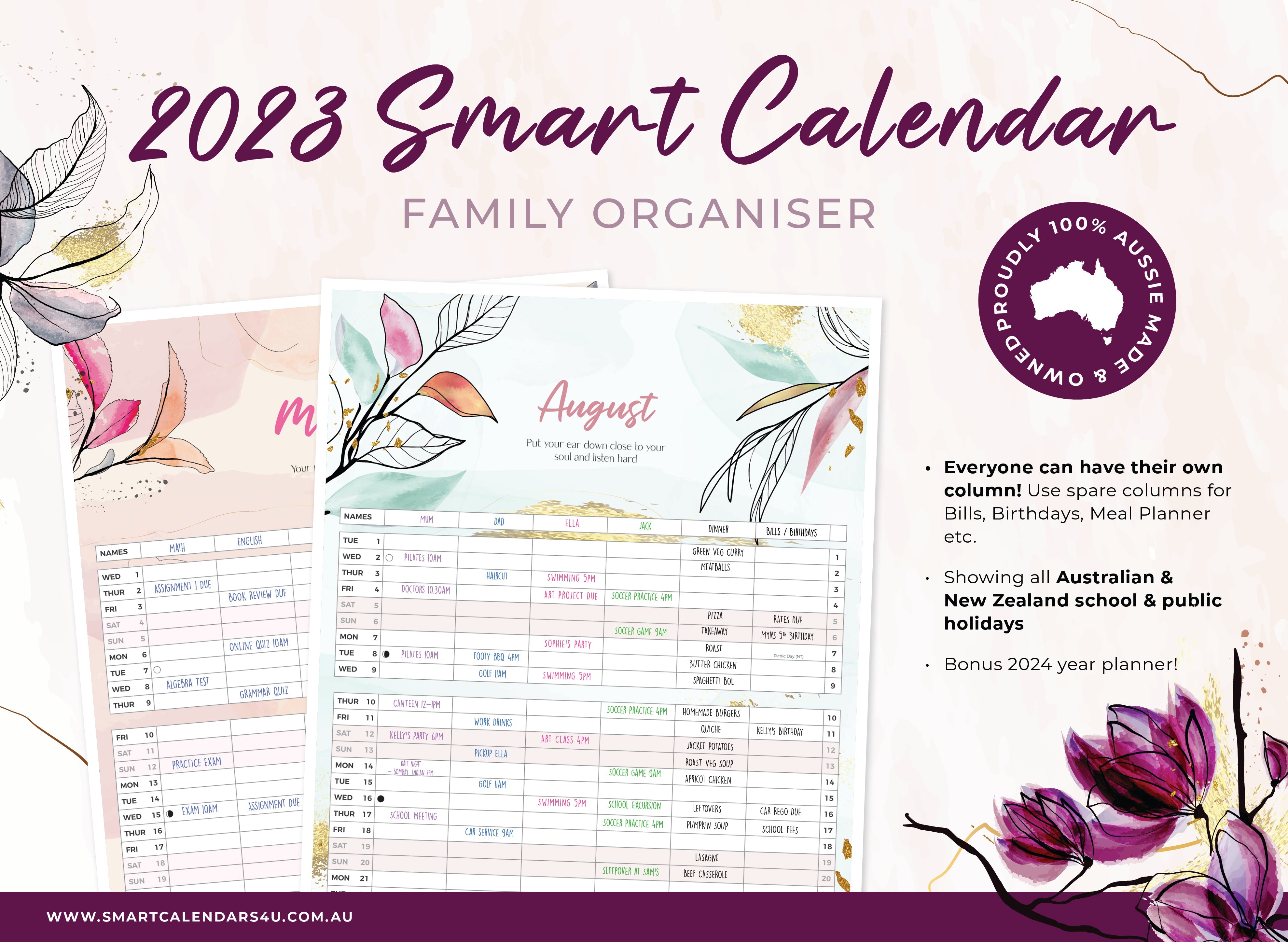 2023 Seasonal Change (Smart Calendar) - Austrailan Made Horizontal Wall Calendar