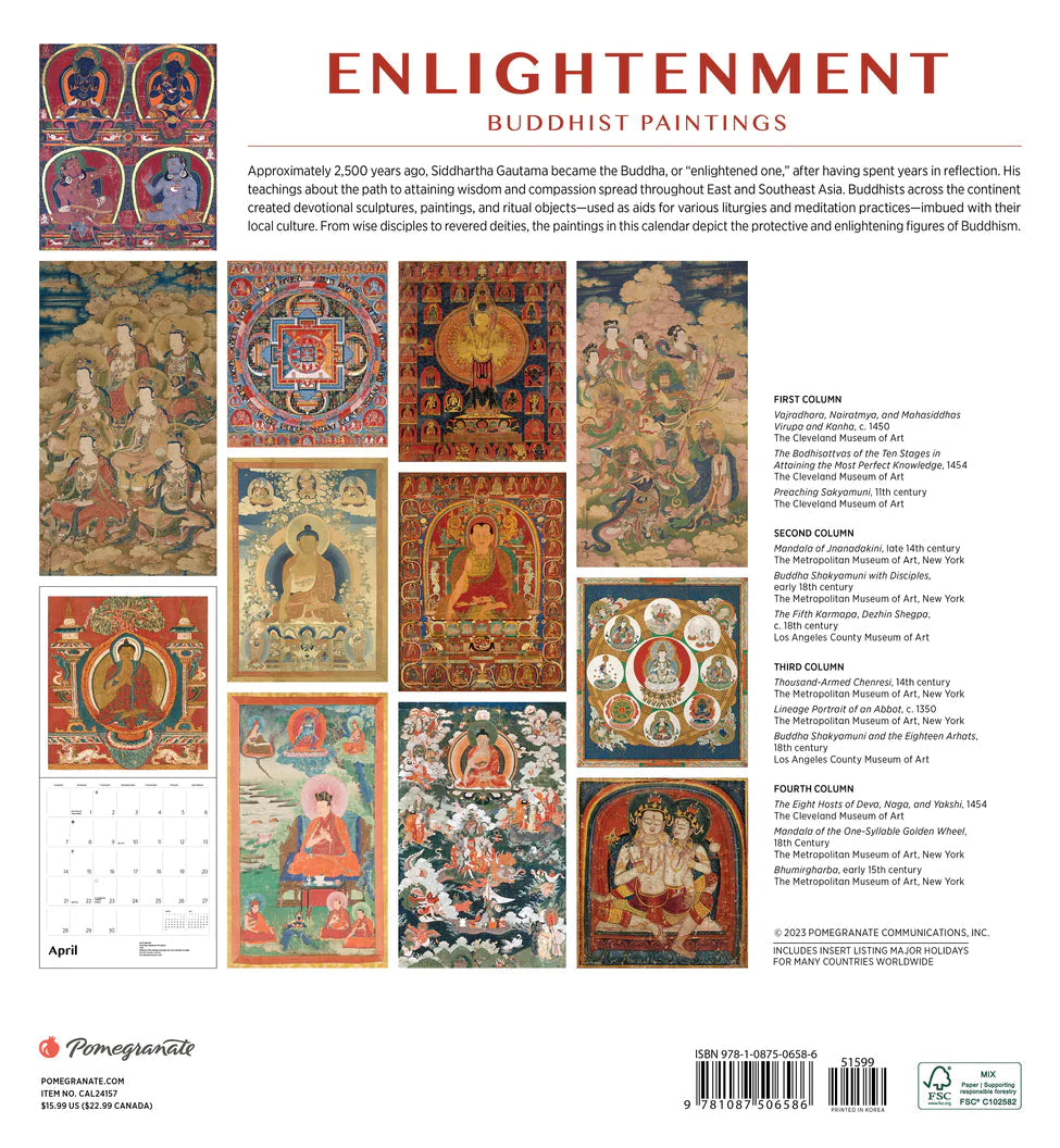 2024 Enlightenment: Buddhist Paintings - Square Wall Calendar