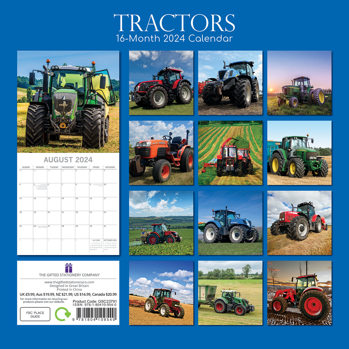 2024 Tractors - Square Wall Calendar