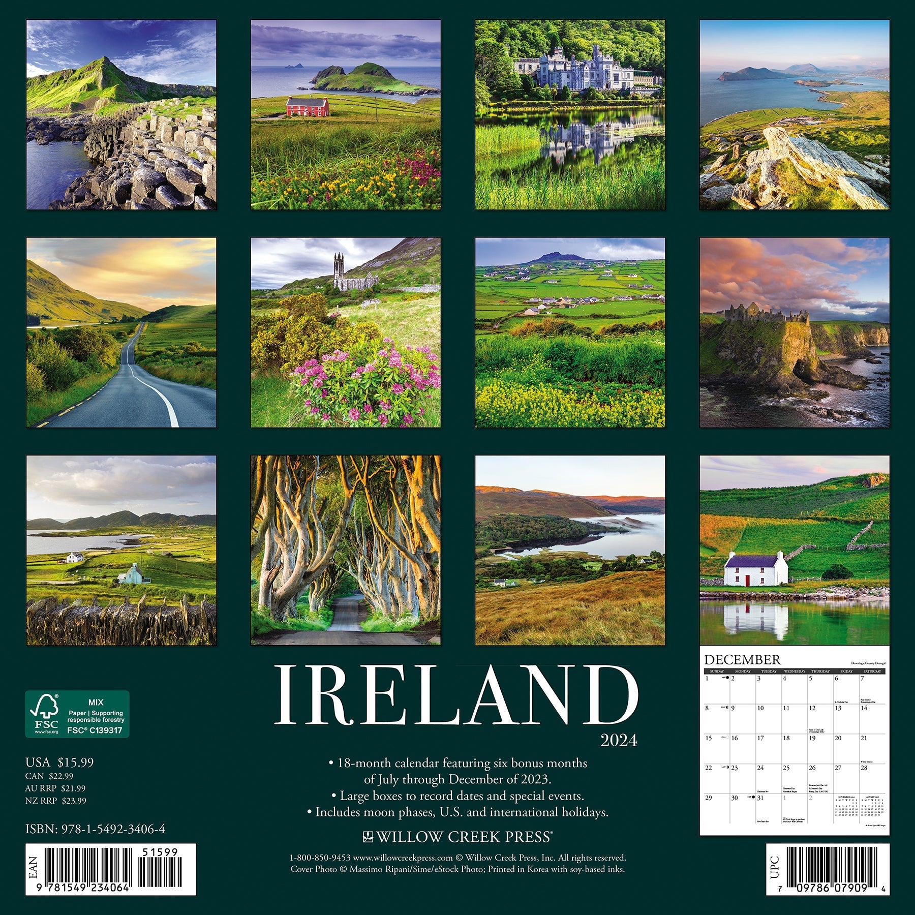2024 Ireland (by Willow Creek) - Square Wall Calendar US