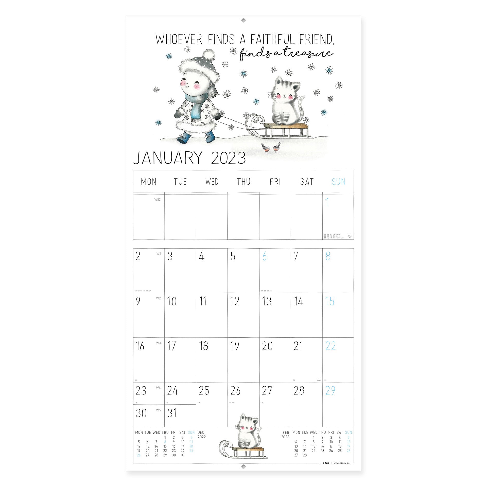 2023 Sketchy Cats - Square Wall Calendar