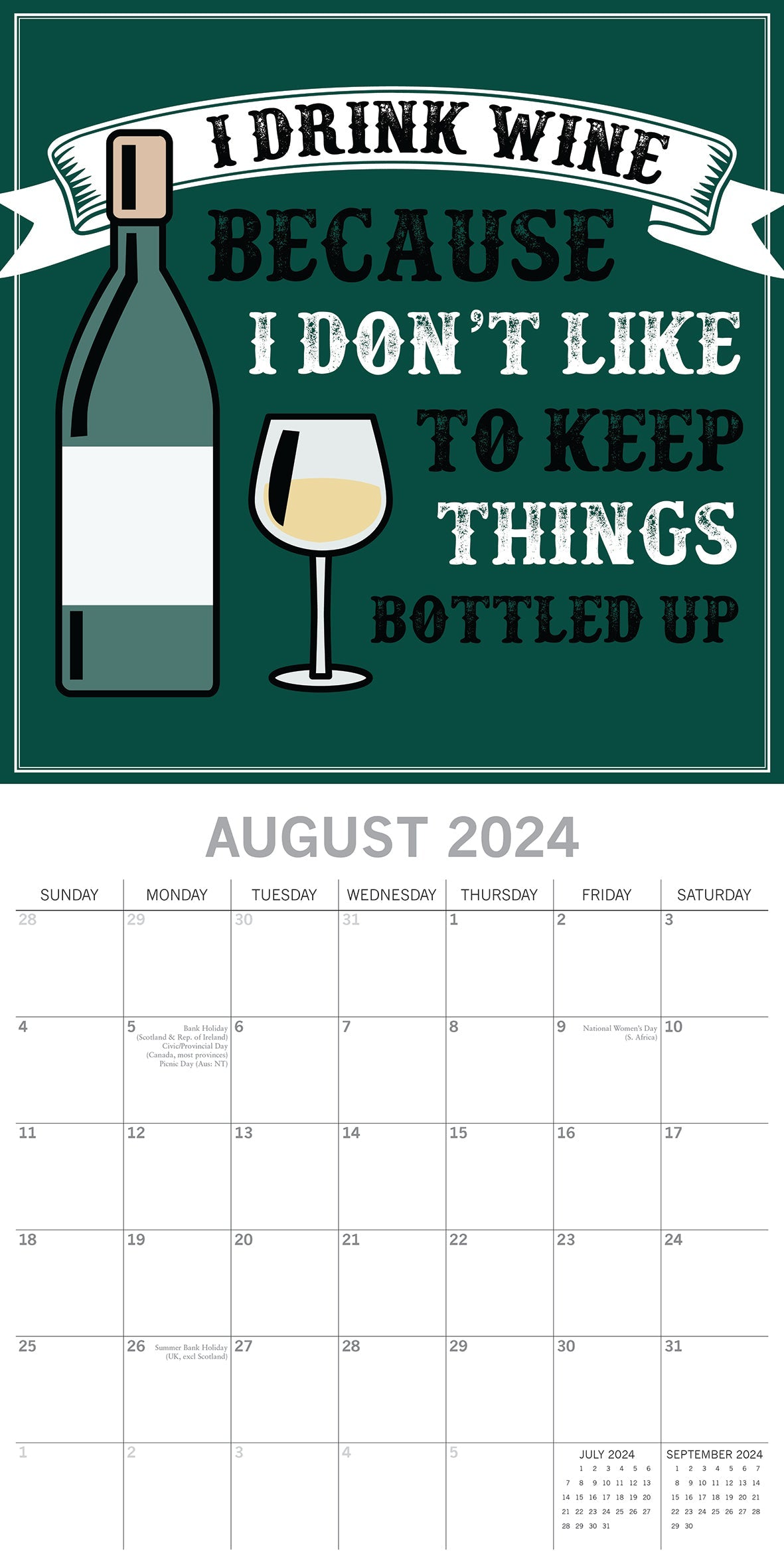 2024 Wine Signs - Square Wall Calendar