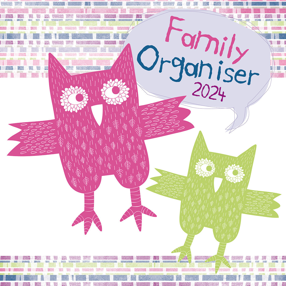 2024 Owls Family Organiser - Square Wall Calendar