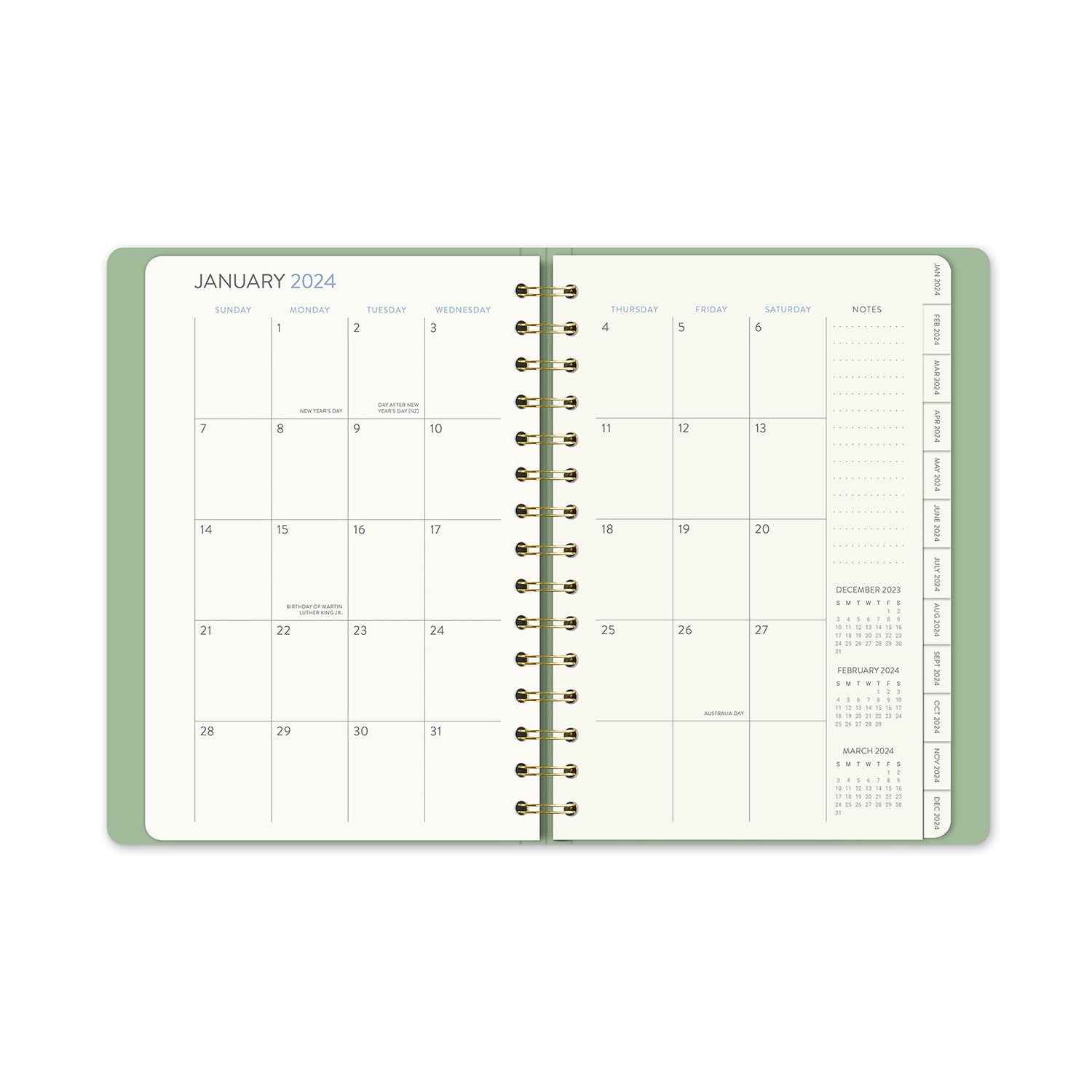 2024 Golden Hour - Monthly & Weekly Ondine Tabbed Diary/Planner