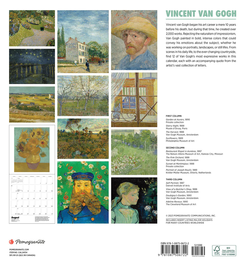 2024 Vincent van Gogh - Square Wall Calendar