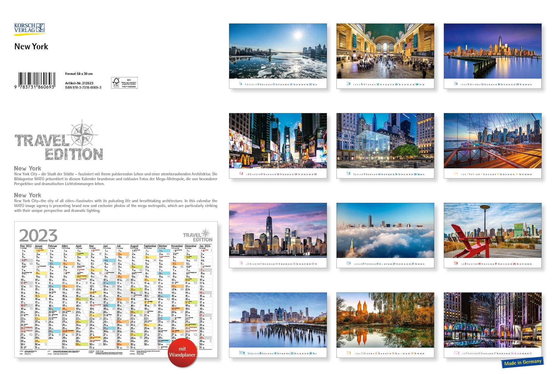 2023 New York (Large) - Deluxe Wall Poster Calendar